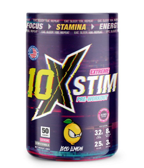 10X Athletic STIM 600g - Premium Pre-Workout Powder for Energy & Focus - Ideal for Gym, Running & Fitness Training