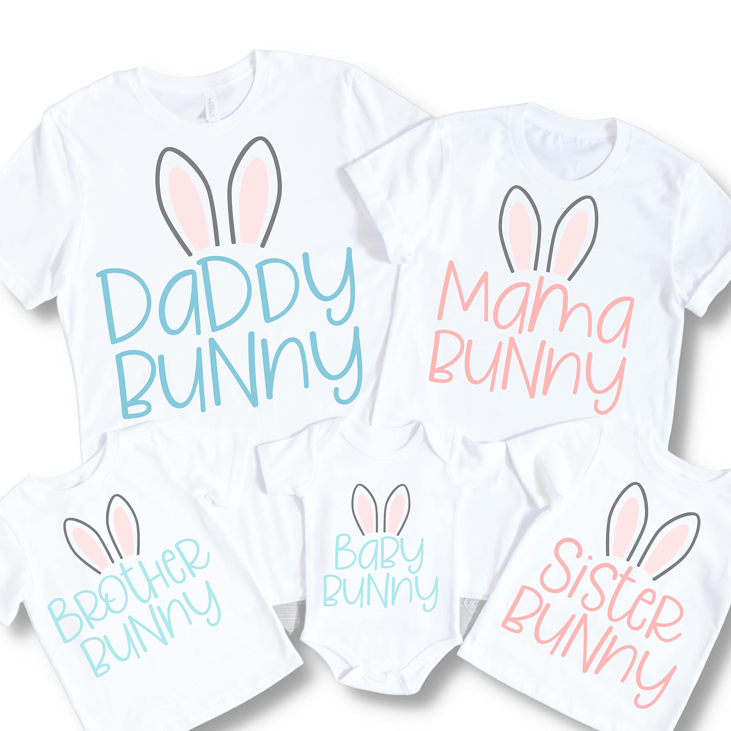 Easter Matching Family T-Shirts - Dad and Baby Bunny Outfits, Cute Easter Gifts for Family (Size L, White) - Perfect for Easter Photos, Family Gatherings & Holiday Celebrations