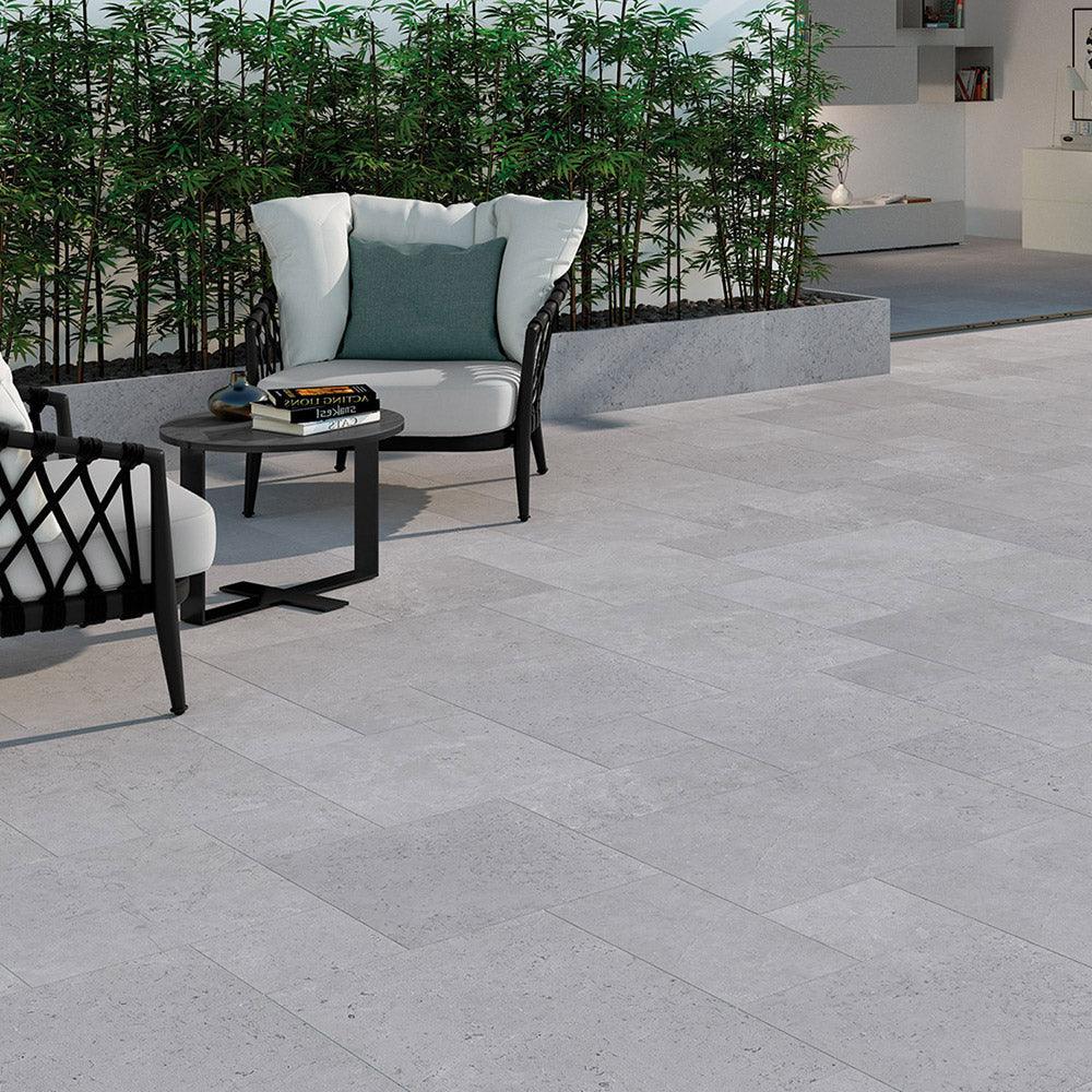 Premium Oslo Grigio French Pattern Outdoor Porcelain Tile - Non-Slip & Weatherproof Patio & Poolside Flooring Tiles for Backyard & Garden Decoration