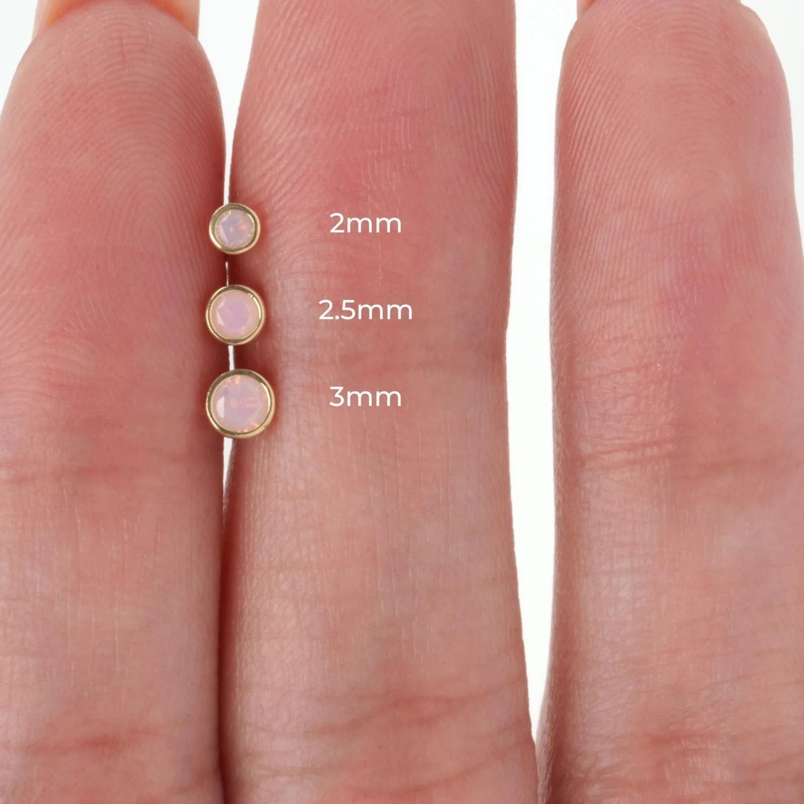 14K Yellow Gold Pink Opal Stud Earrings - Round Bezel Set Flat Back Earrings for Women, Perfect for Everyday Wear, Parties & Gifts