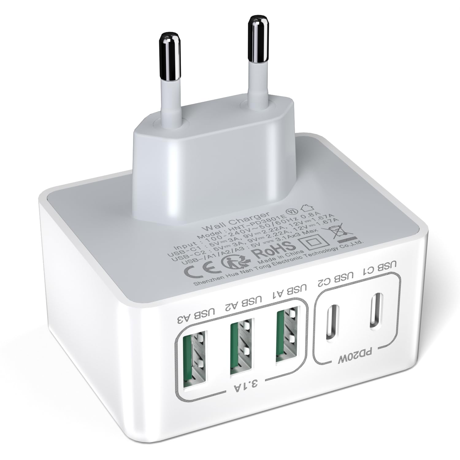 50W USB C Fast Charger with 5 Ports - Multi USB Charging Block for iPhone 16/15/14/13/12/11/SE, Samsung Galaxy, Android Phones - Compact Travel Charger for Home, Office, Car & Airplane Use