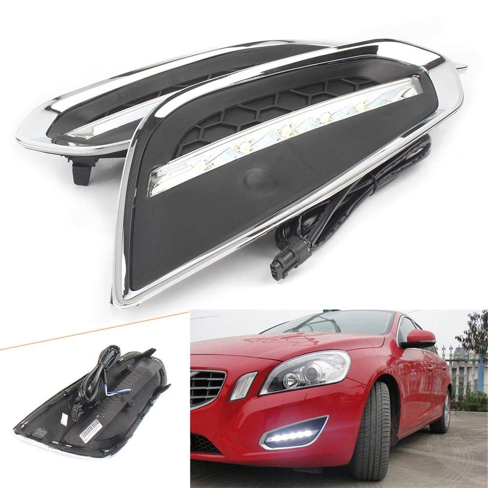 Volvo S60 T5 2009-2013 LED DRL Daytime Running Lights with Turn Signal & Fog Lamp - High Brightness Auto Headlights for Enhanced Visibility & Safety (Perfect for Night Driving and Foggy Conditions)
