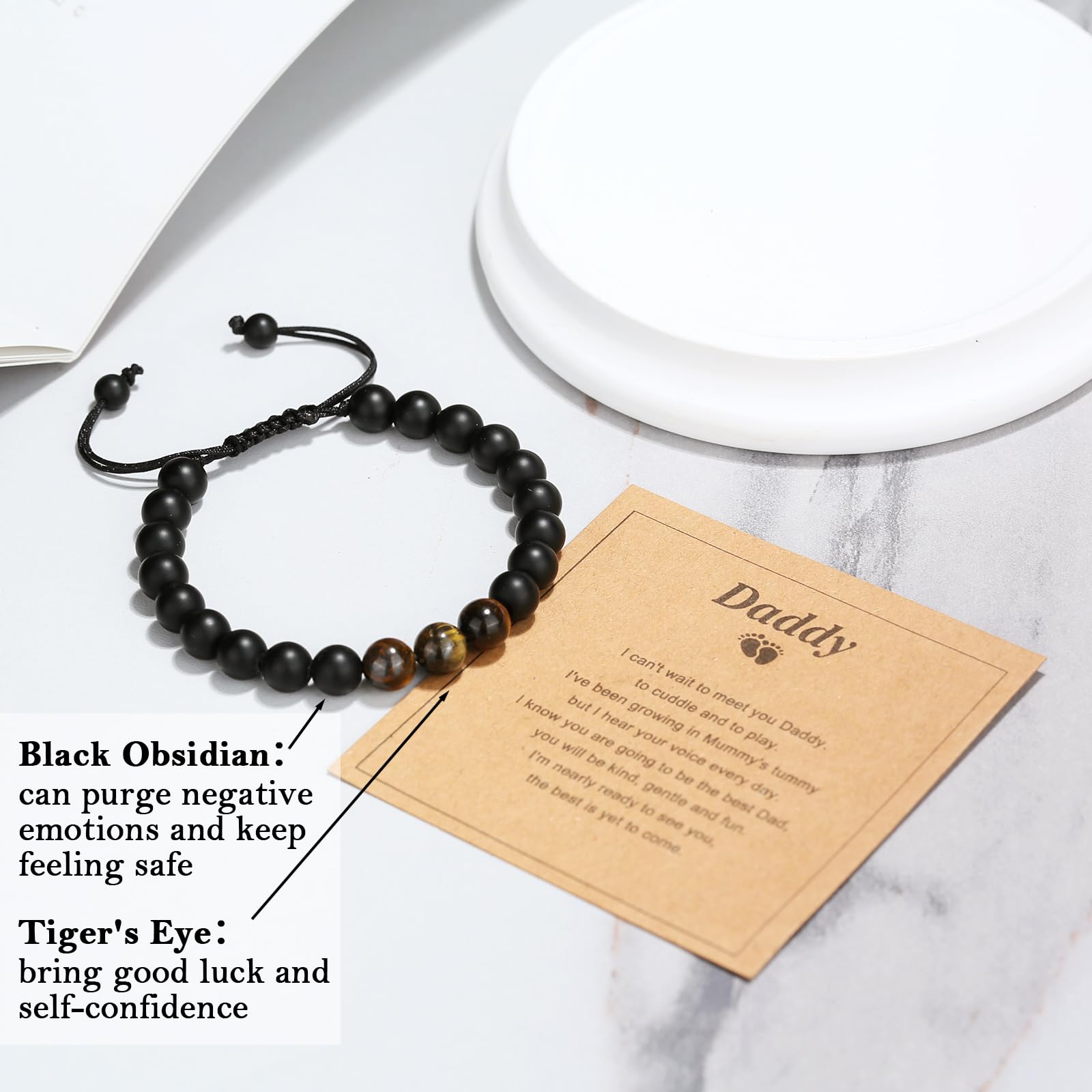 Handmade Leather Bracelet for New Dads - Thoughtful Gift for Husband from Wife - Personalized Daddy-to-Be Jewelry - Perfect for Baby Showers, Birth Announcements & First Father's Day
