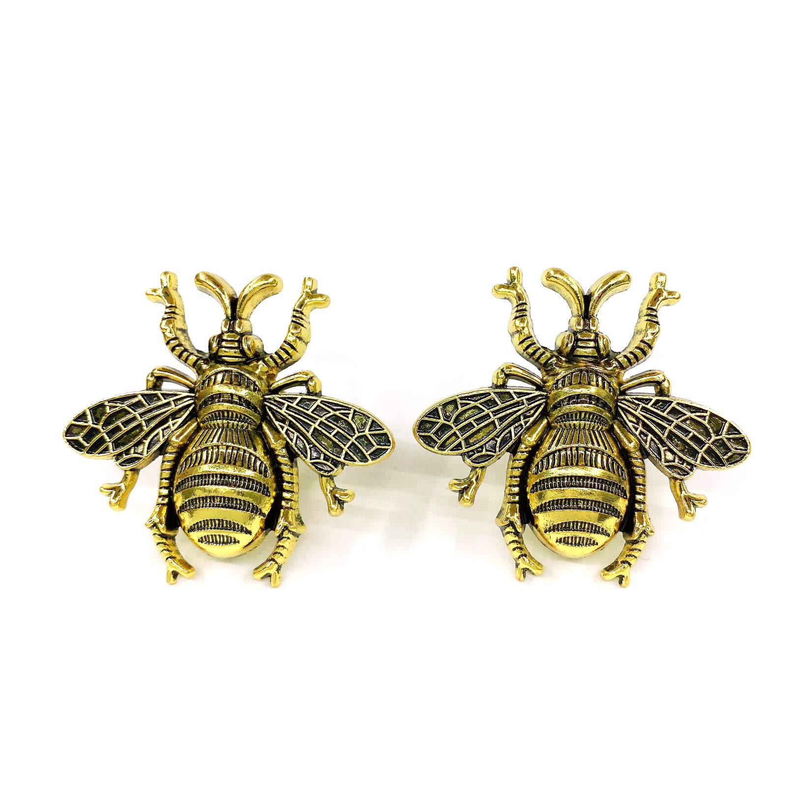 Bee Knob Drawer Pulls - Gold Cabinet Handles for Dresser, Wardrobe & Kitchen Decor - Spring Floral Garden Insect Theme (Set of 4) - Perfect for Home Renovation & DIY Furniture Upgrades