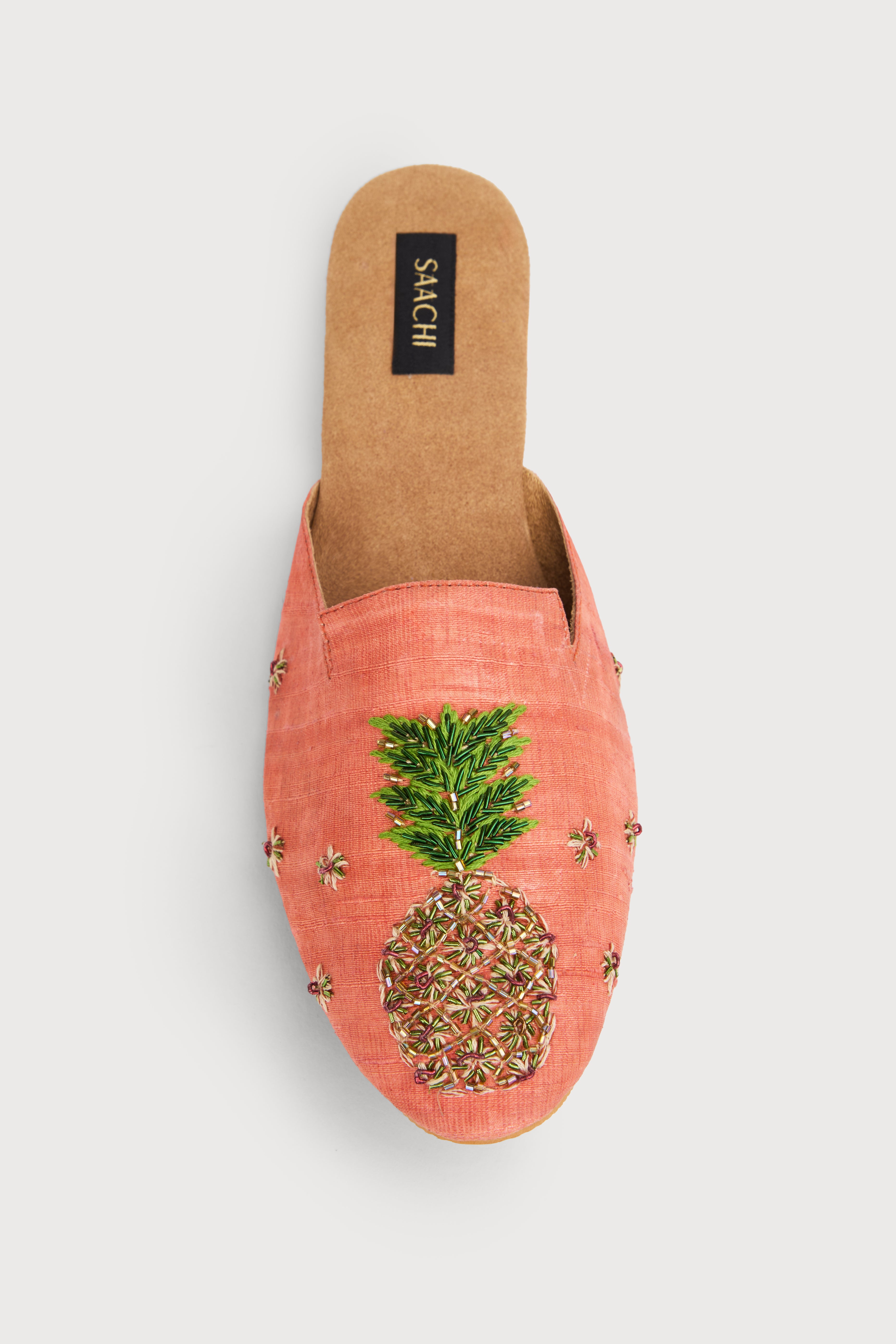 Pineapple Print Block Heel Mules - Women's Summer Fashion Slides for Beach, Vacation & Casual Outfits