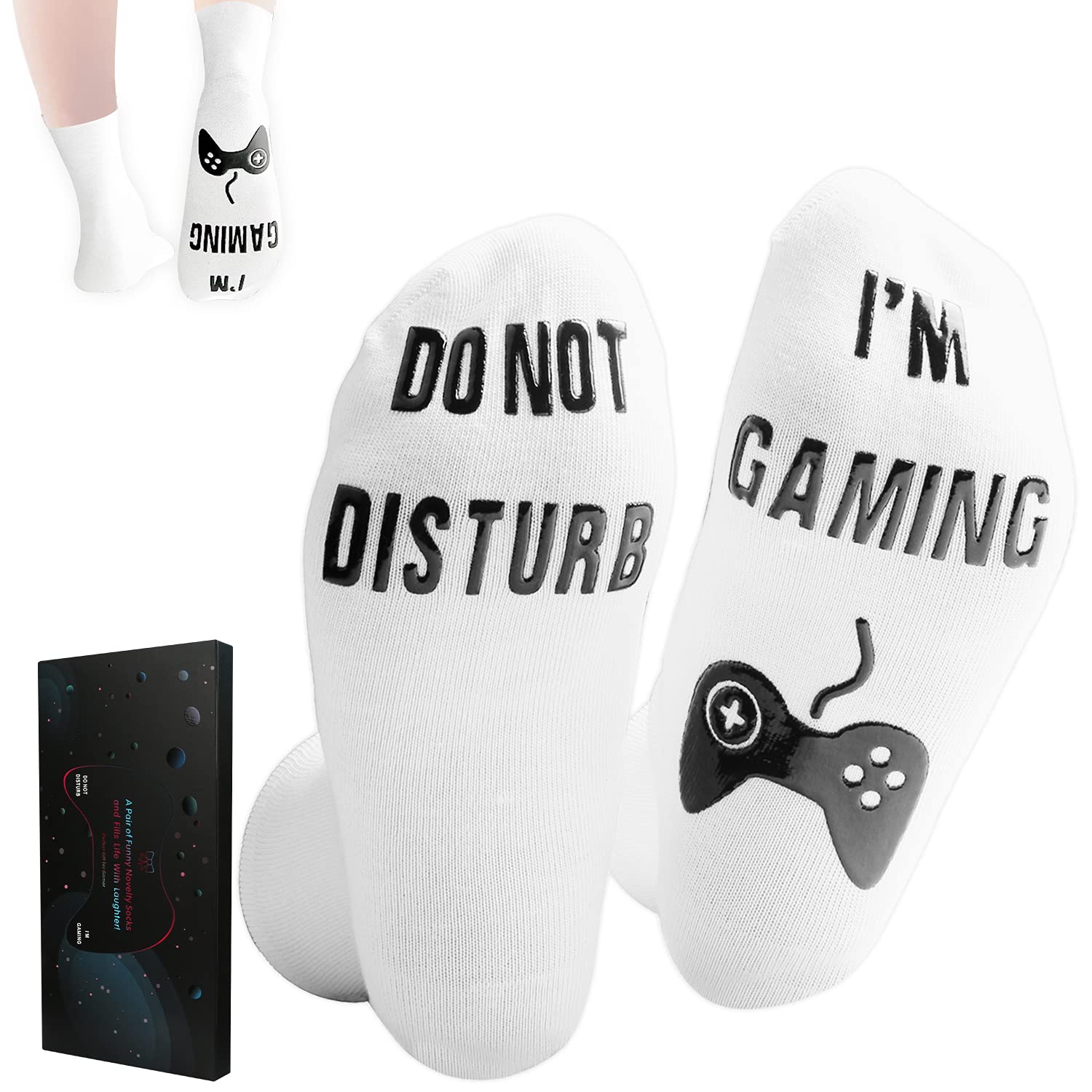 Funny Gaming Socks for Men & Teen Boys - 'Do Not Disturb I'm Gaming' Novelty Socks - Cool Birthday Gifts for Gamers, Sons & Teens - Perfect for Gaming Sessions & Lounge Wear