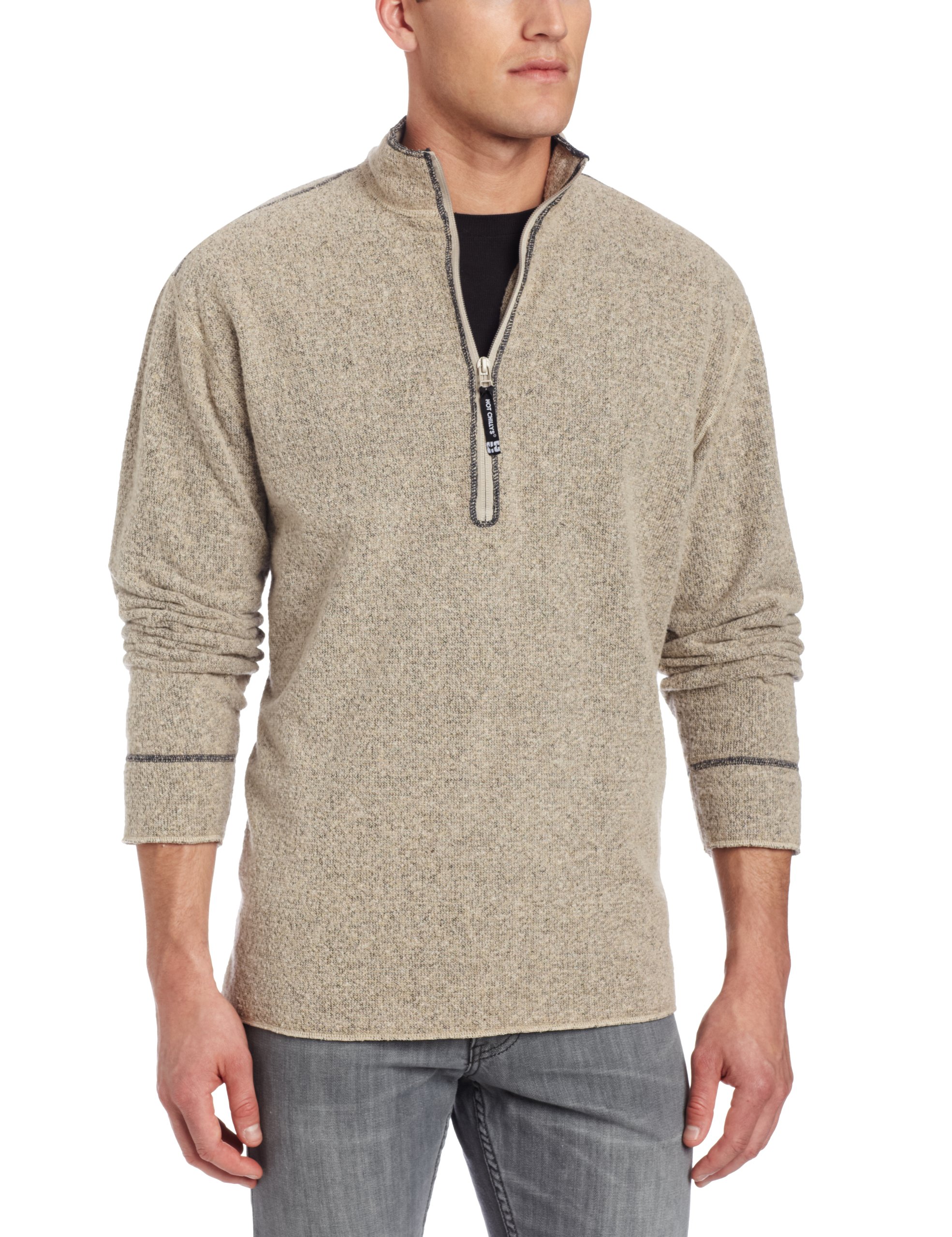 Hot Chillys Men's Thermal Zip-Up Fleece Jacket for Cold Weather - Warm & Comfortable Base Layer for Skiing, Hiking & Outdoor Activities