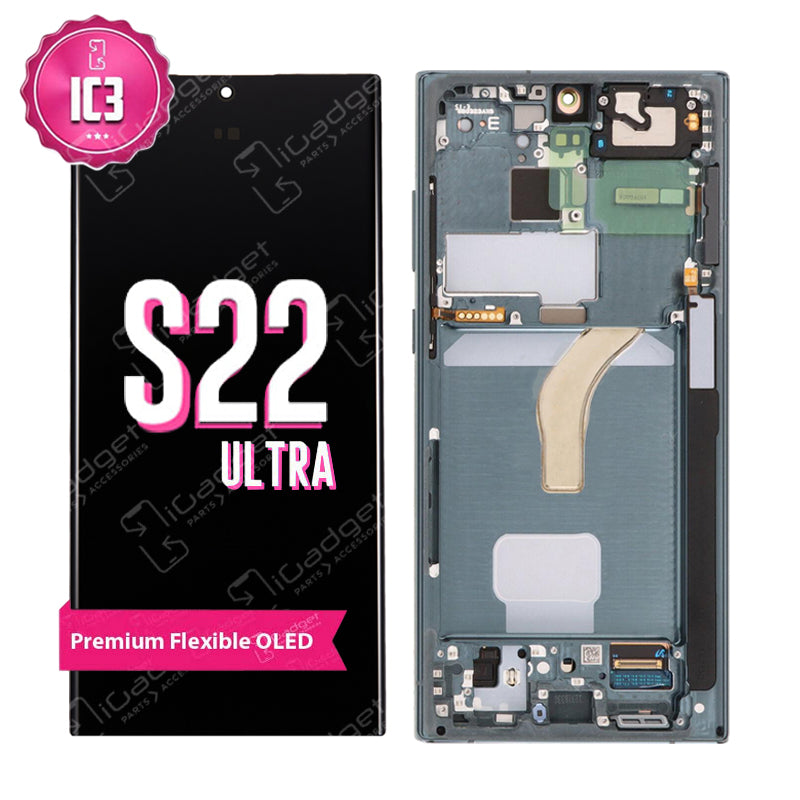 Samsung Galaxy S22 Ultra IC3 OLED Screen Replacement with Middle Frame - Premium Display Repair Kit for DIY Fixes at Home or Office