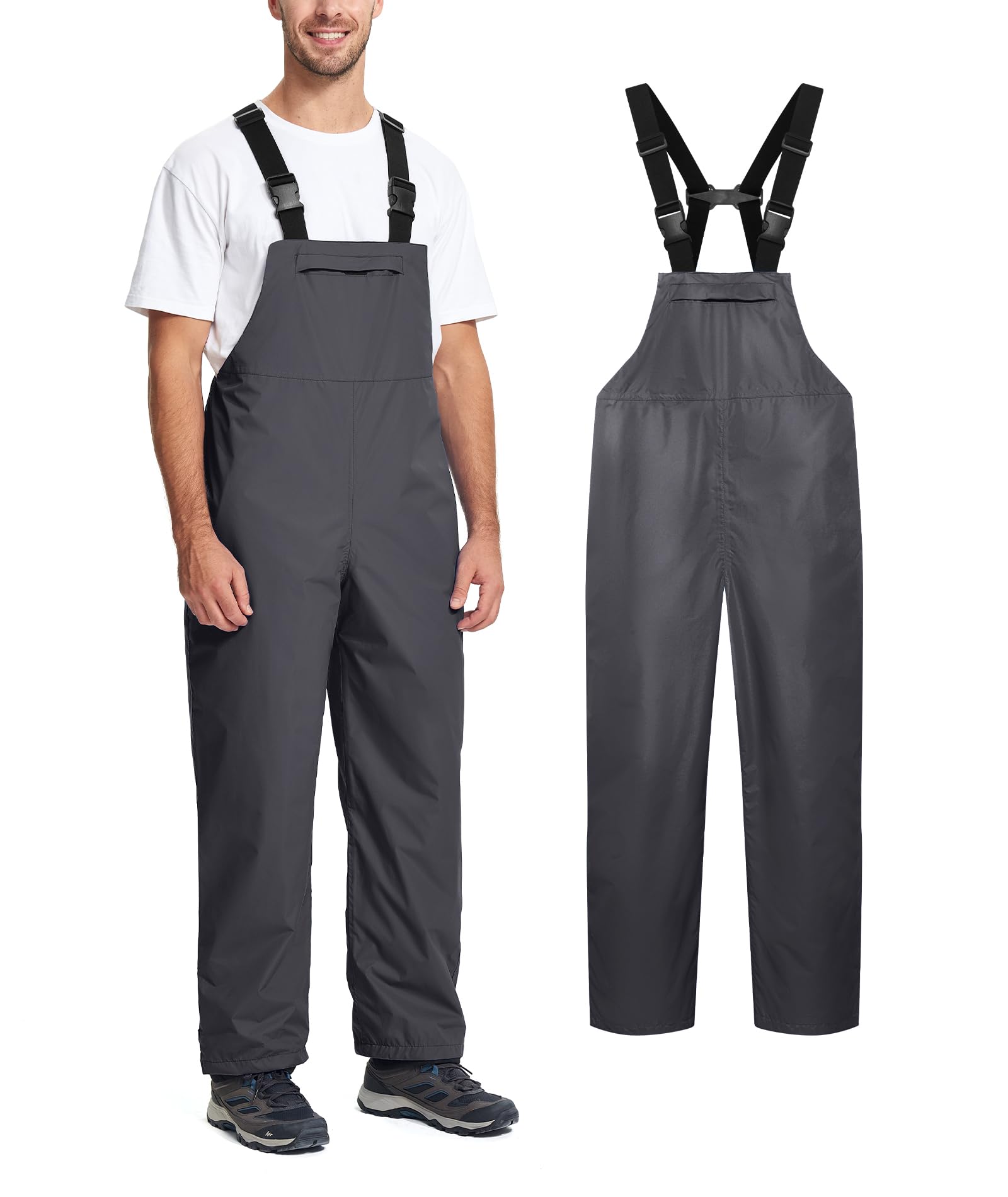 SWISSWELL Men's Waterproof Rain Bib Overalls - Heavy Duty Work Pants with Pockets for Outdoor, Fishing & Construction - Durable Rain Gear for Hiking, Hunting & Bad Weather Protection