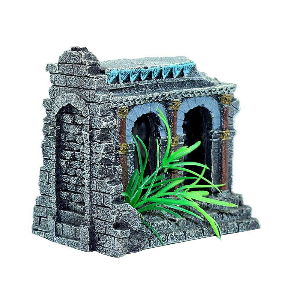 Balacoo DIY Greek Fish Tank Ornament - Resin Aquarium Castle Decor for Fish, Reptiles | Underwater Landscape, Habitat House | Perfect for Aquariums, Terrariums & Home Décor