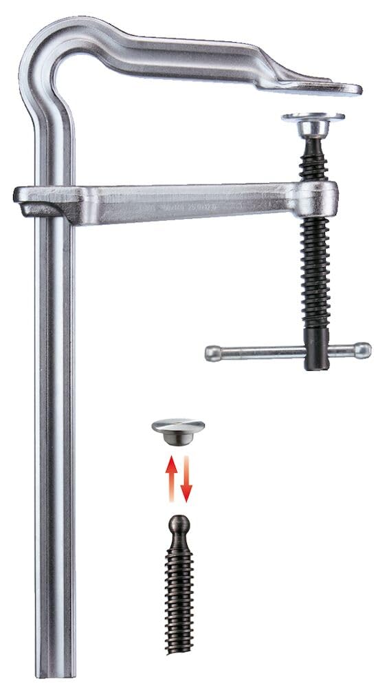 Bessey GM25ZK Omega Screw Clamp 9.84In/4.72In Silver Black - Heavy Duty Woodworking & Metalworking Clamp for DIY Projects, Carpentry, and Workshop Use