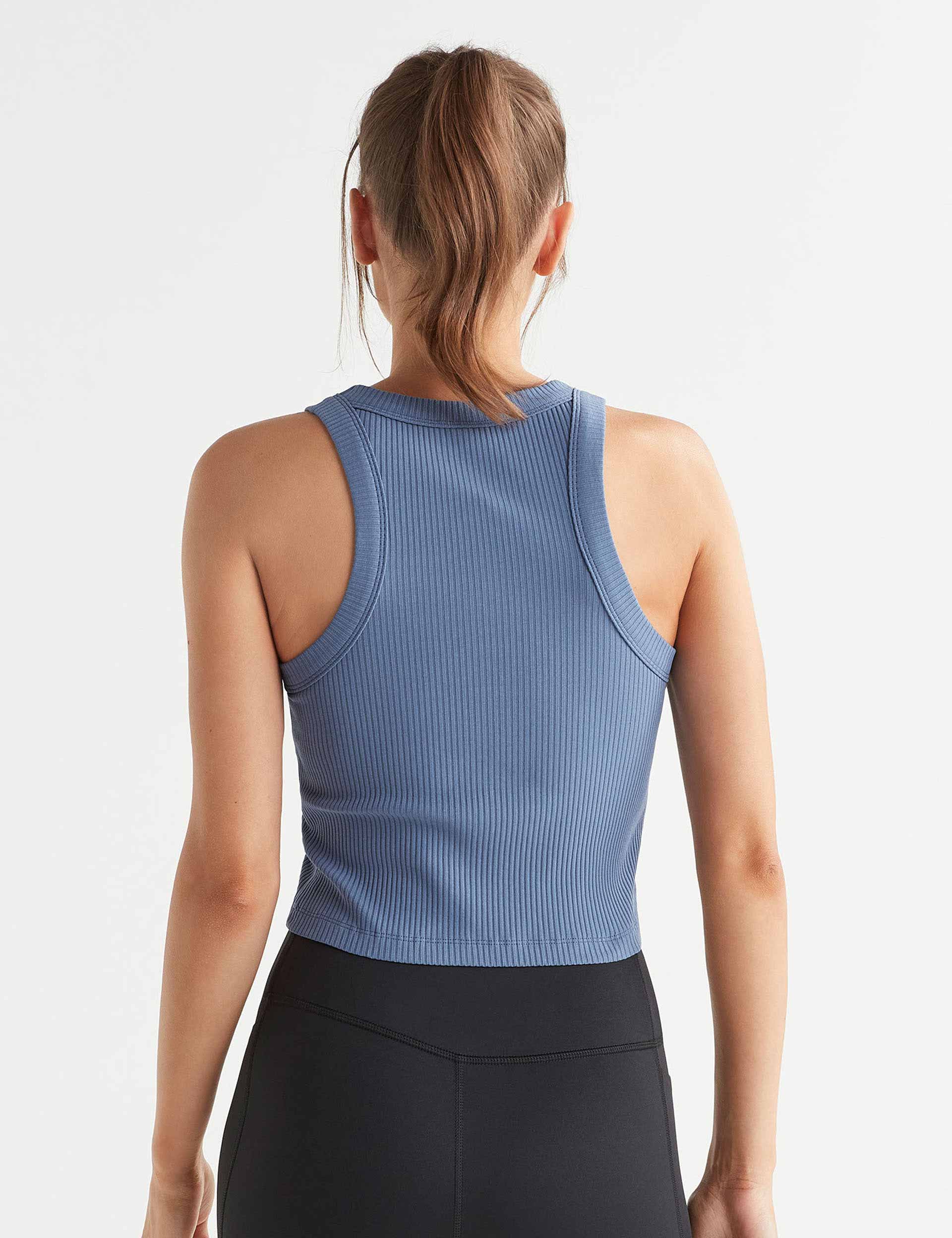 Harmony Ribbed Tank Top for Women - Soft Stretch Dusty Blue Casual Tee | Perfect for Summer Outfits, Layering & Everyday Wear