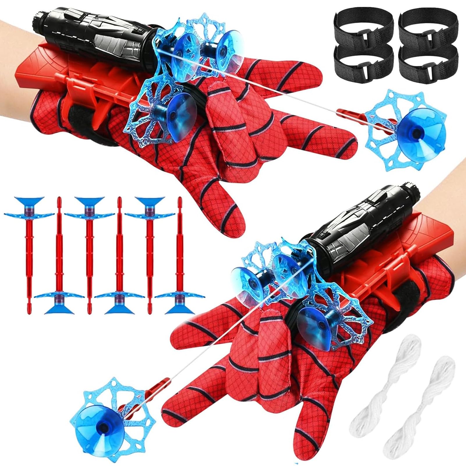 Spider-Man Web Shooter Gloves Set - 2 Pack Superhero Wrist Launcher Toys for Kids, Fun Educational Role Play & Cosplay Costume Accessories - Perfect for Halloween, Birthday Parties & Superhero Playtime