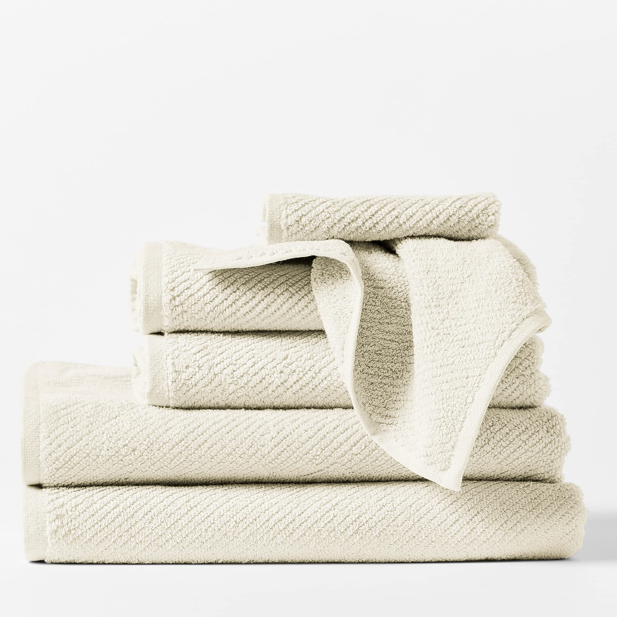 COYUCHI Air Weight Organic Cotton Towels Set of 6 | Undyed Eco-Friendly Bath Towels | Soft & Absorbent for Spa, Beach & Luxury Bathroom