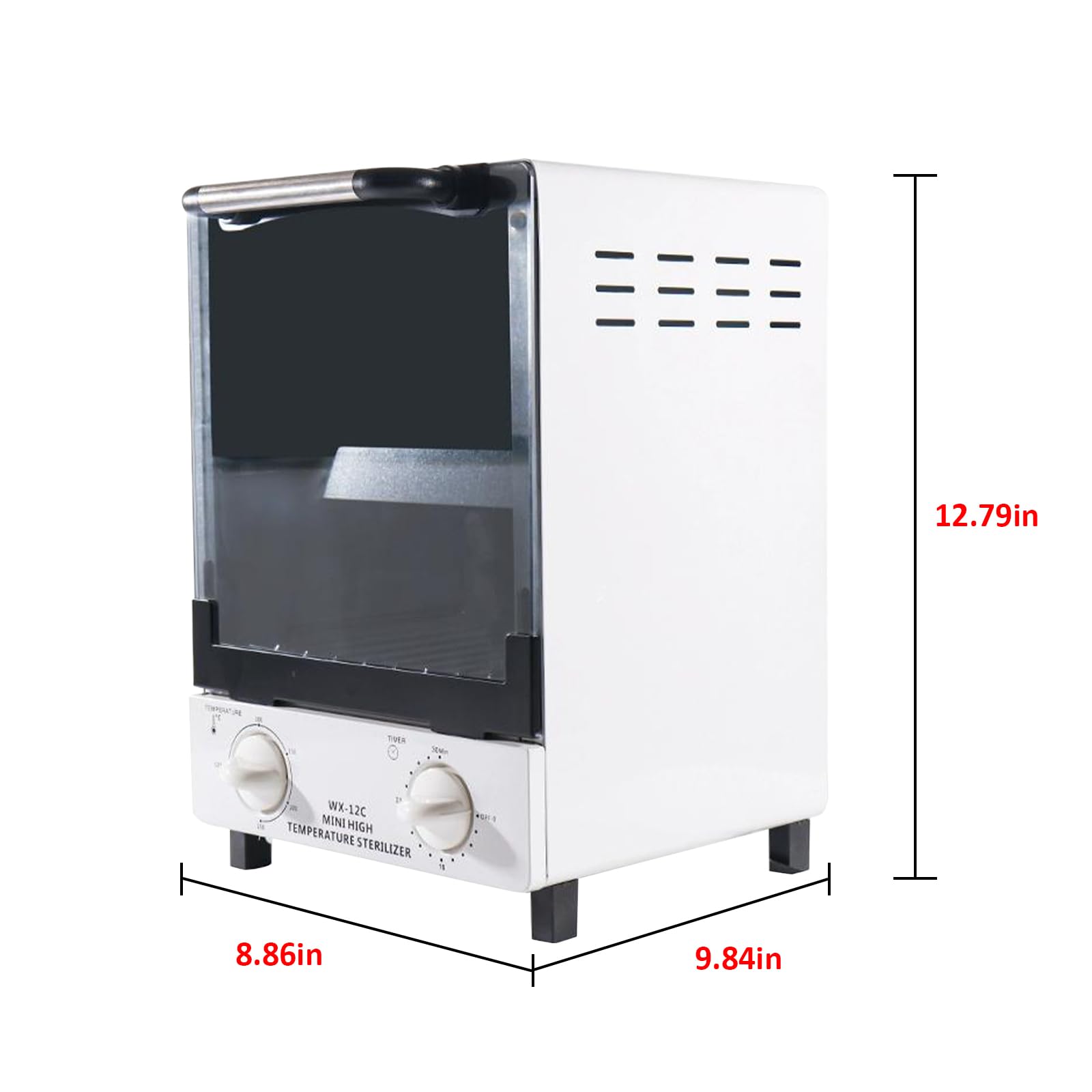 Professional 1000W High-Temperature Tool Sterilizer with 2 Stainless Steel Trays - 12L Capacity, 110V Far Infrared Sterilization, Adjustable Time & Temperature - White - Perfect for Dental, Tattoo & Beauty Salon Equipment Sterilization