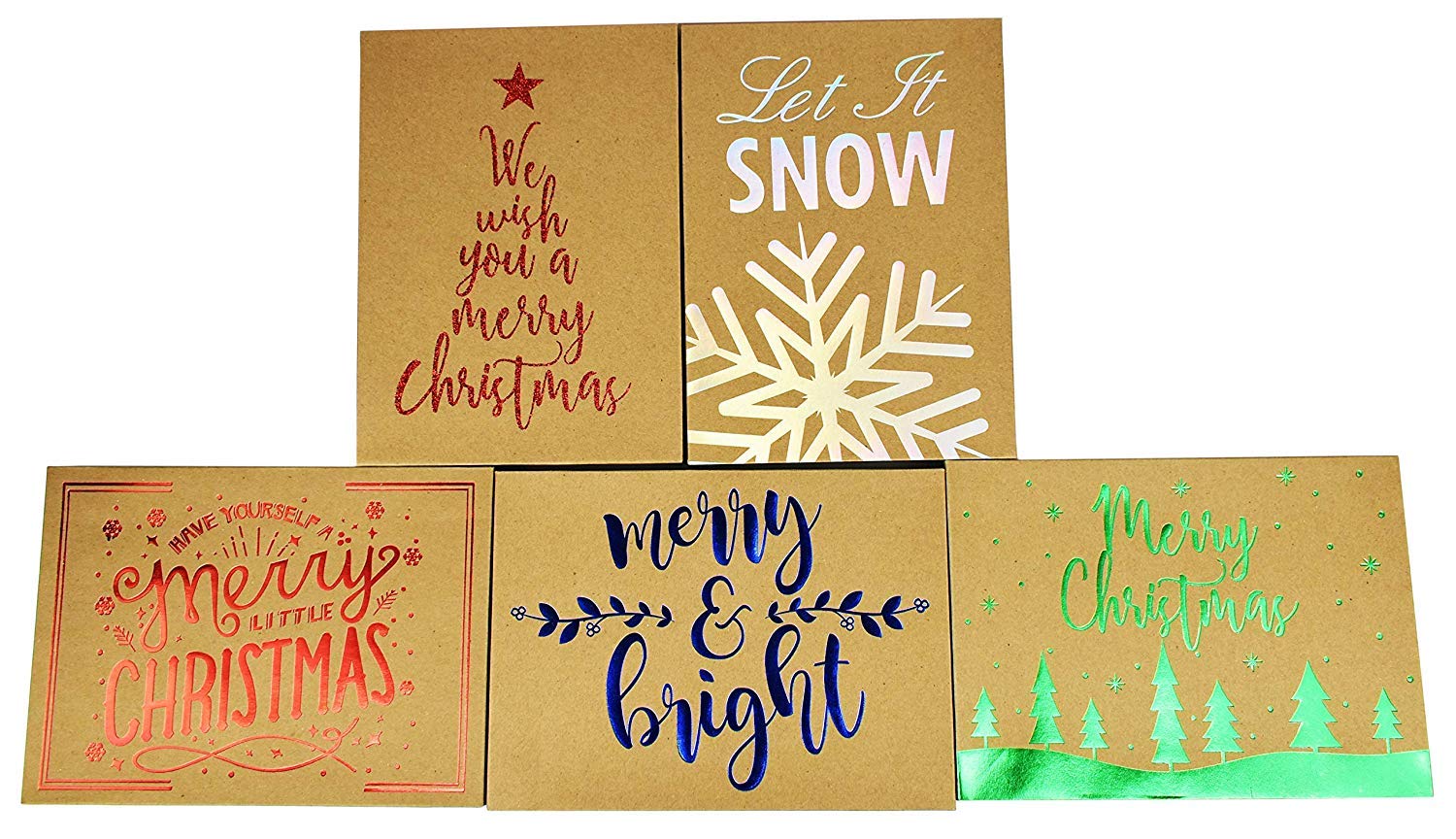 10 Pack Christmas Kraft Gift Boxes with Foil Designs & Tissue Paper - Holiday Gift Wrapping Set for Christmas Presents, Party Favors, and Corporate Gifts