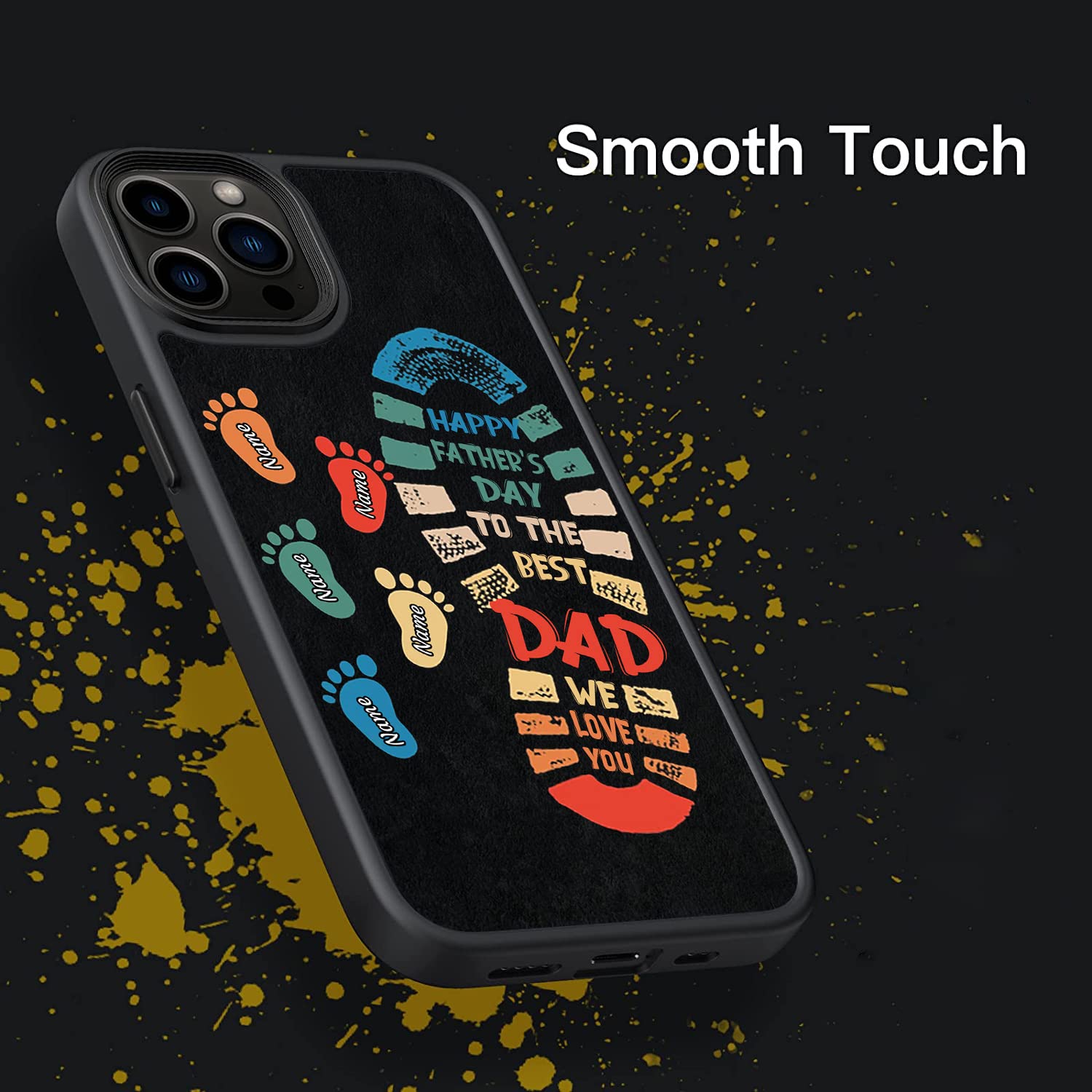 Customized Dad & Kids Footprint Phone Case - Compatible with iPhone 15/14/13/12/11 Pro Max, Samsung Galaxy S23/S22/S21/S20 FE/A14/A54/A53/A03S/A13, Z Flip 3/4, Note 20/10 | Unique Father's Day Gift for Dad | Perfect for Family Photos, Father-Child Bonding & Daily Protection