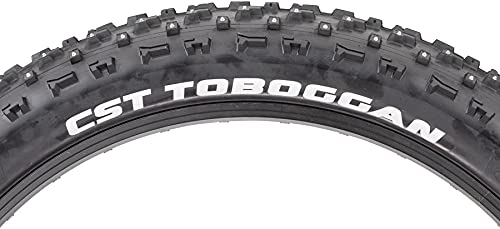 CST 26x4.0 Wide Black Wire Bead Studded Fat Tire for Toboggan - Winter Snow Biking & Off-Road Cycling - Perfect for Snowy Terrains and Mountain Trails