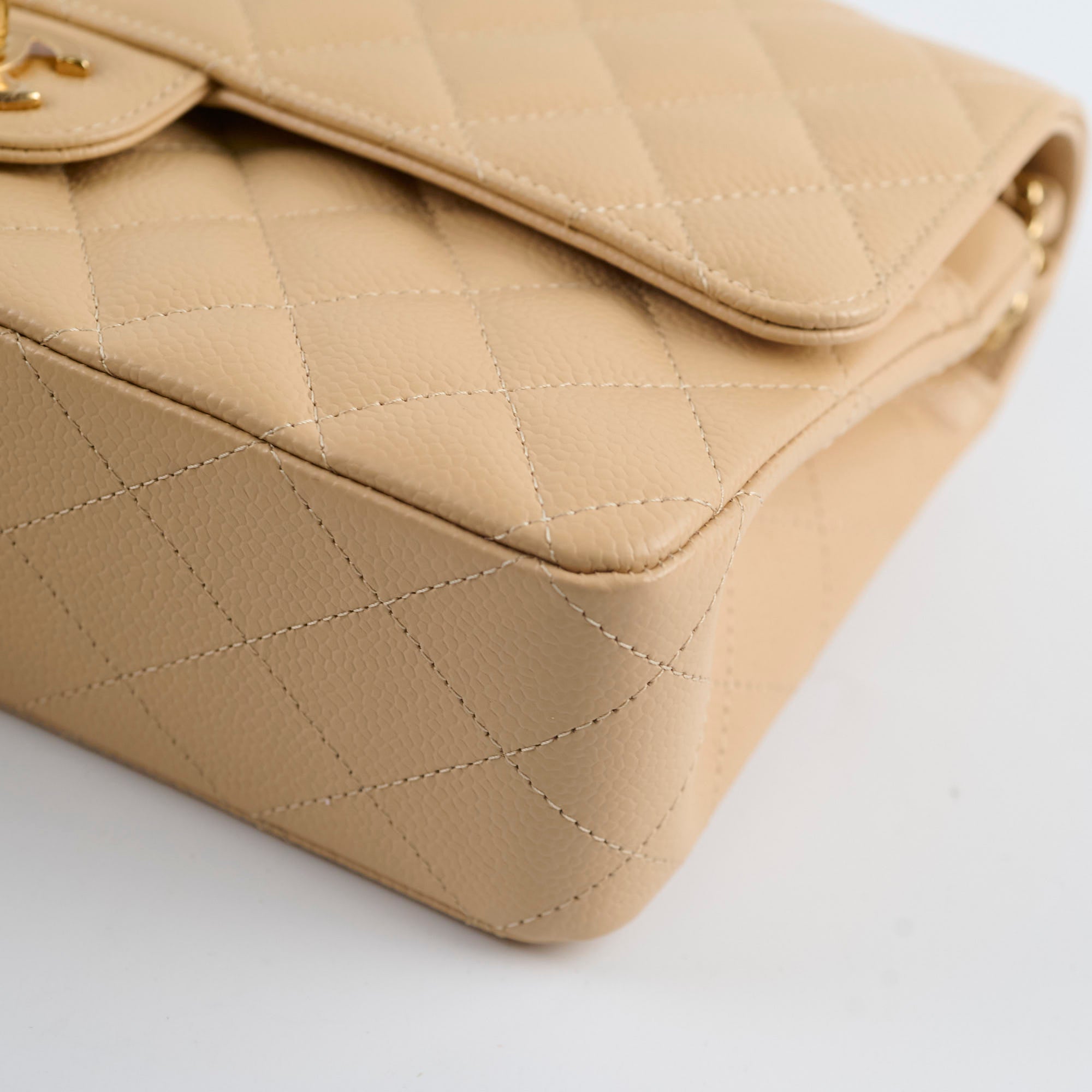 Chanel Classic Double Flap Bag in Caviar Leather Beige Gold Hardware - Timeless Luxury Handbag for Women, Perfect for Work, Evening Events & Special Occasions