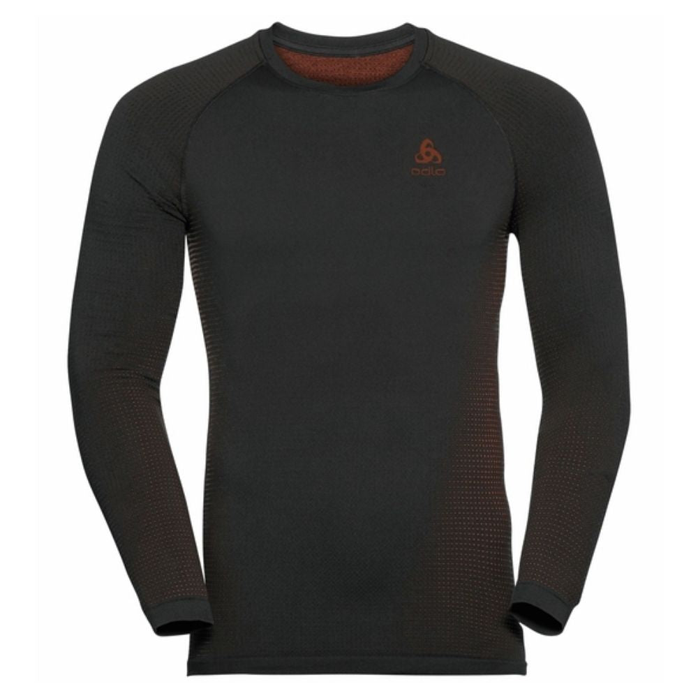 Odlo Men's Performance Warm Eco Long Sleeve Baselayer - Black | Moisture-Wicking & Thermal Underwear for Running, Hiking & Winter Sports