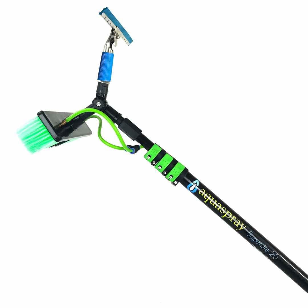 20FT Solar Panel Cleaning Brush & Water Fed Pole Kit - Professional Window & Glass Cleaning System with Scrubber Brush & Hose Spray Washer - Perfect for Residential & Commercial Solar Panel Maintenance, High-Rise Window Washing, and Outdoor Surface Cleaning
