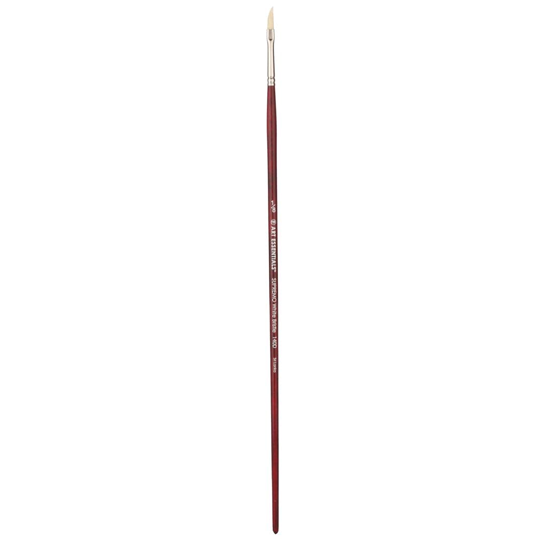 Art Essentials SUPREMO White Bristle Oil & Acrylic Paint Brush - Series 140D Dagger Long Handle (1/8 Inch) - High Color Retention, Smooth Flow - Perfect for Canvas Painting, Fine Detailing & Professional Artwork