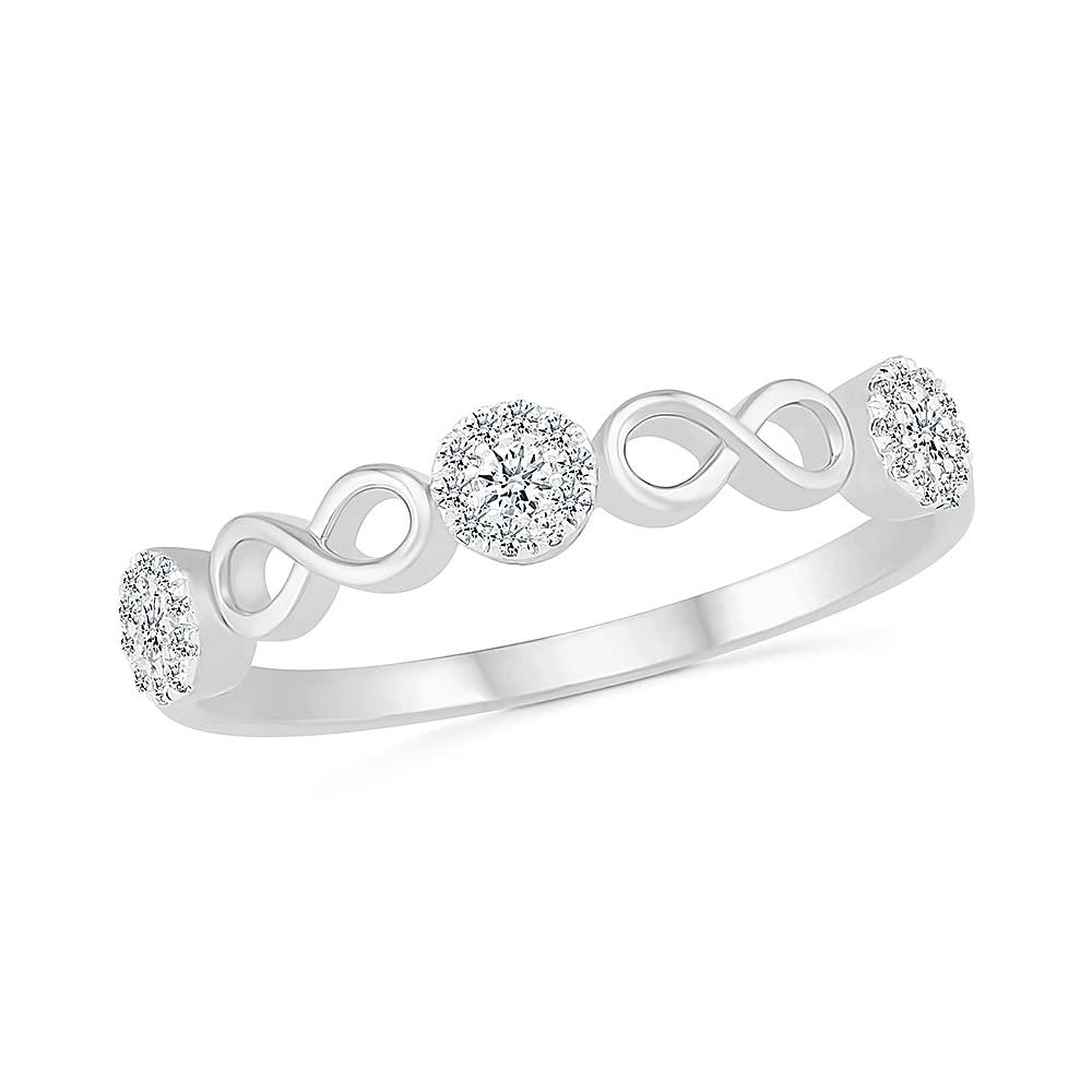 10kt White Gold Round Diamond Classic 3 Stone Ring (1/4 CTTW) - Elegant Engagement, Wedding & Anniversary Jewelry Gift for Women