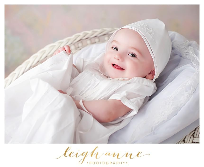 Feltman Brothers Baby Christening Gown Set - White Embroidered Outfit with Bonnet for Infant Boys | Perfect for Baptism, First Communion & Special Occasions