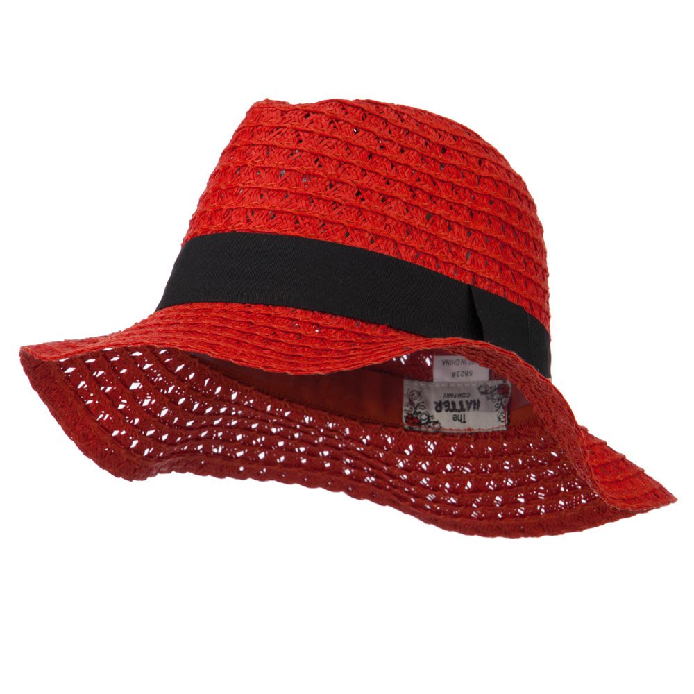 Crushable Paper Panama Hat for Women & Men - Lightweight Summer Sun Hat, Red (One Size Fits Most) - Perfect for Beach, Travel, and Outdoor Activities