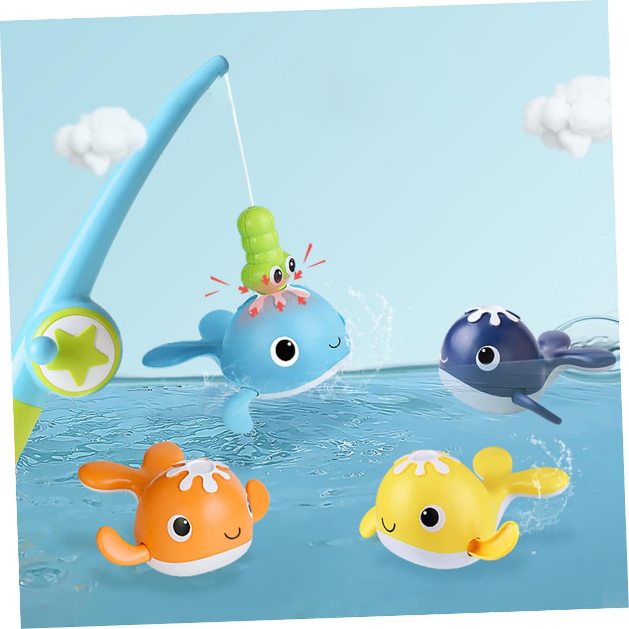 NESTINGHO Floating Whale Bath Toy Set - ABS Plastic Bathtub Toys for Kids, Fun & Safe Bath Time Play - Perfect for Toddlers, Infants, and Sensory Water Play Activities
