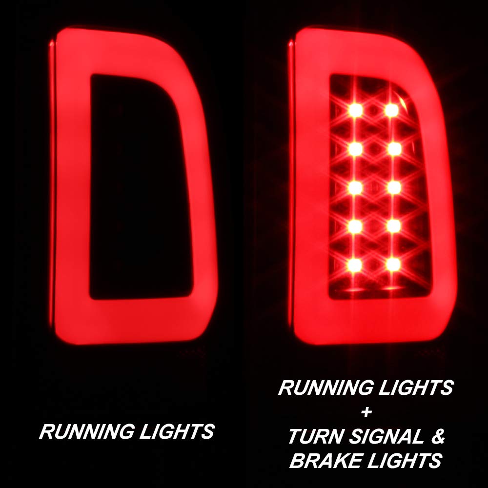 AKKON Black LED Tube Tail Brake Lights for 2008-2016 Ford F250 F350 F450 F550 Super Duty - Pair (Left+Right) - Upgrade Your Truck's Rear Lighting for Better Visibility & Safety