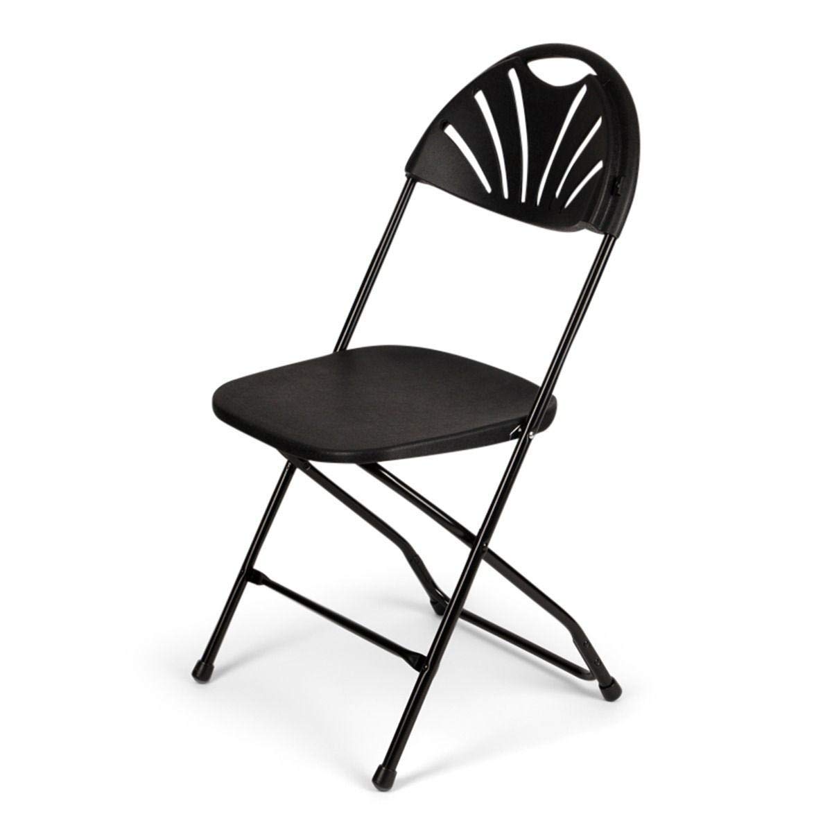 TitanPRO Black Fanback Plastic Folding Chairs - Heavy Duty 18 Gauge Steel Frame Stackable Dining Chairs - Commercial Grade for Outdoor, Wedding, Party & Event Seating - 10 Pack - Perfect for Banquets, Catering & Backyard Gatherings