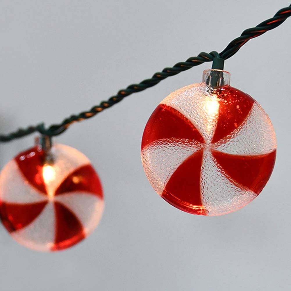 8.5Ft Candy String Lights - 10 LED Sugar Peppermint Christmas Lights for Indoor Outdoor Tree Decorations | Perfect for Holiday Parties, Bedroom, Garden & Wedding Decor