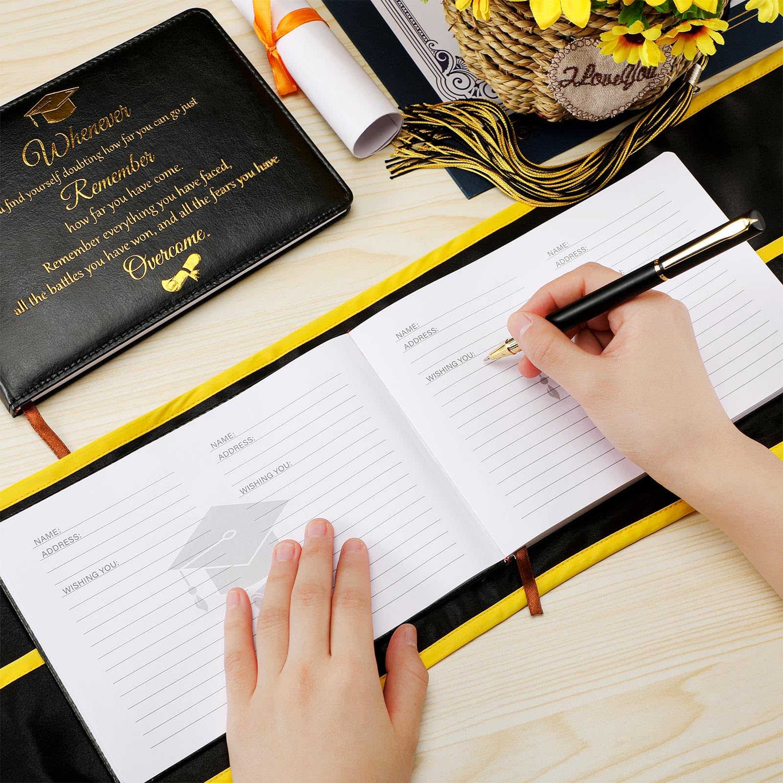 Geyoga Class of 2025 Graduation Guest Book with Pen - 6x8 Inch Memory Scrapbook for Senior Night, College Party & Graduation Gifts - Perfect for High School/University Graduation Ceremonies, Open House Events & Alumni Reunions
