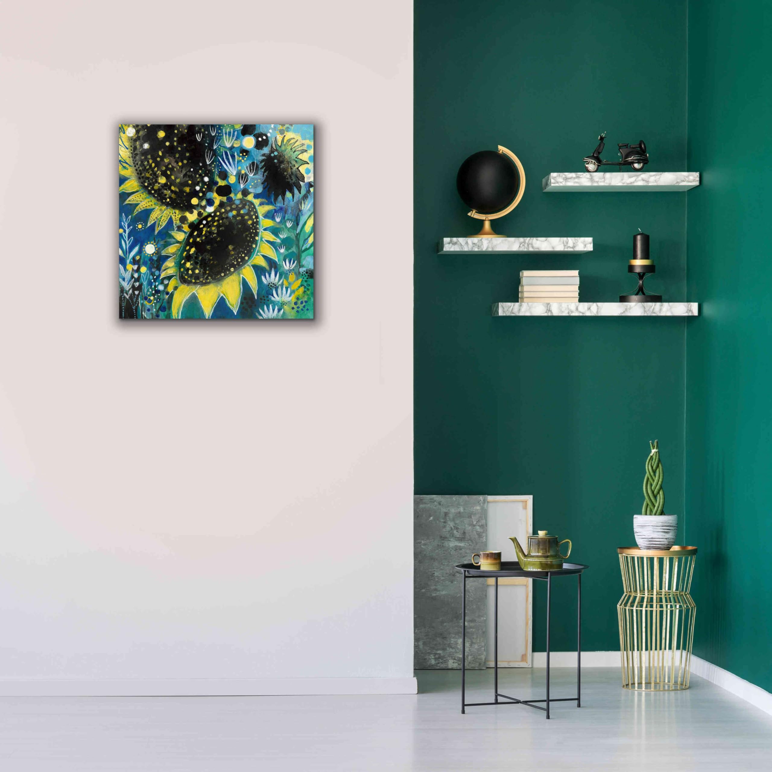 Epic Graffiti 'Sunflower Kisses' by Corina Capri - 26x26 Inch Giclee Canvas Wall Art Print - Modern Home Decor for Living Room, Bedroom & Office