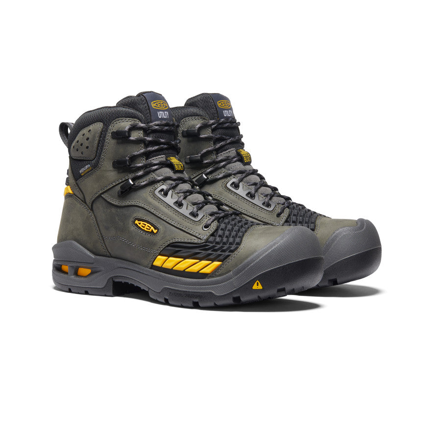 Men's Troy 6 Waterproof Work Boots with Carbon Toe - Slip Resistant Safety Shoes for Construction & Outdoor Work | Magnet/Black