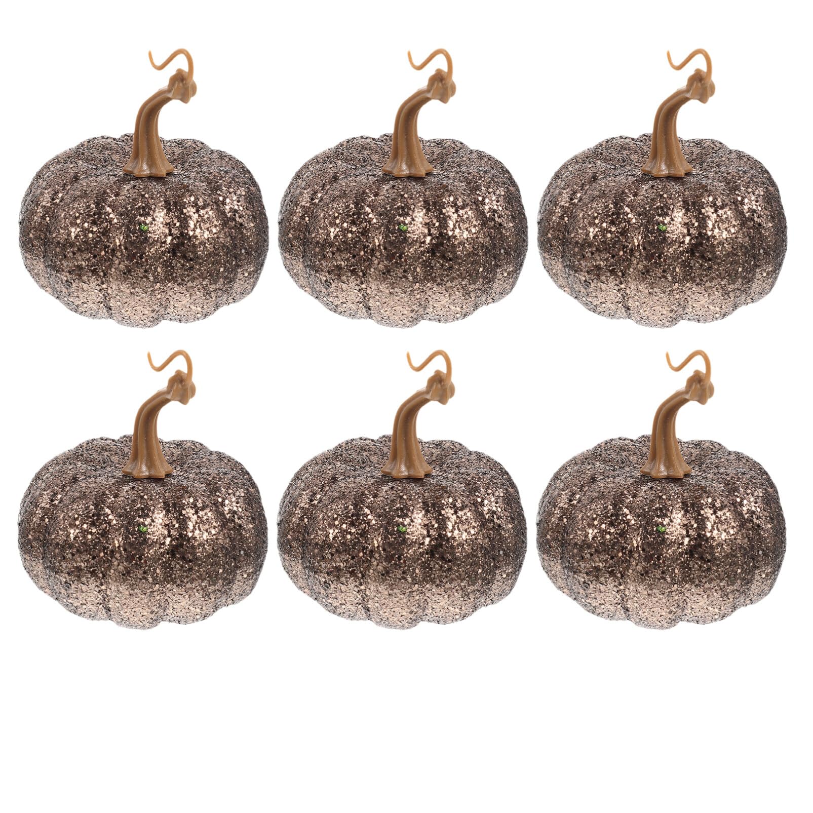 SEWACC 6-Pack Mini Glitter Foam Pumpkins - 3.1 Inch/8cm Sequined Artificial Pumpkin Decorations for Halloween Party, Christmas Tree, Fall Home Decor & Thanksgiving Centerpieces