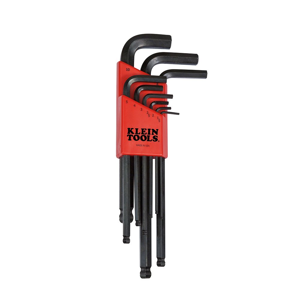 Klein Tools BLMK10 L-Style Ball End Hex Key Set - 9-Piece Metric Allen Wrench Kit for DIY, Automotive & Furniture Assembly | Durable Hex Key Caddy with Easy Storage