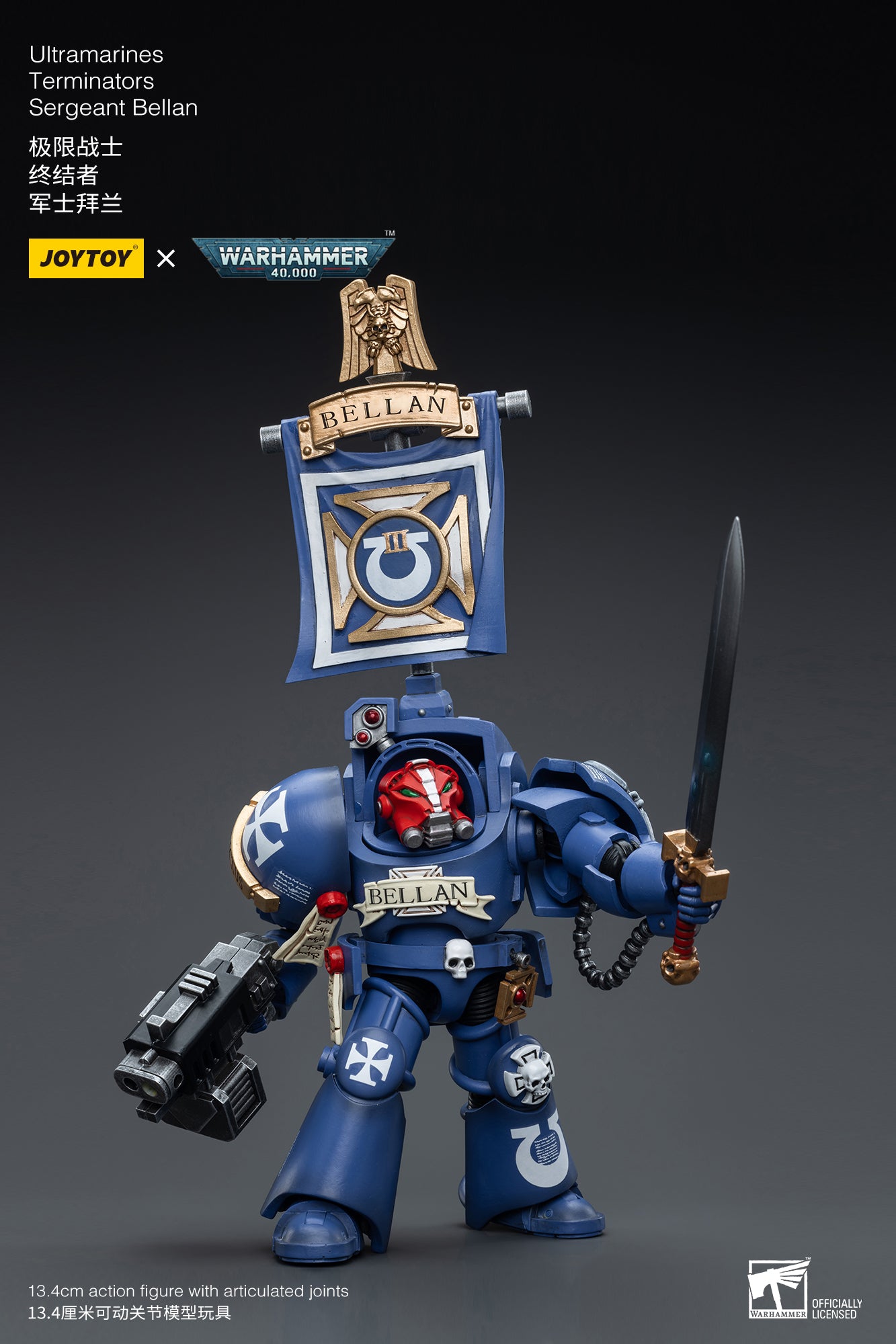 1/18 JOYTOY Warhammer 40K Ultramarines Terminators Sergeant Bellan Action Figure - Collectible Model for Display & Wargaming Scenes