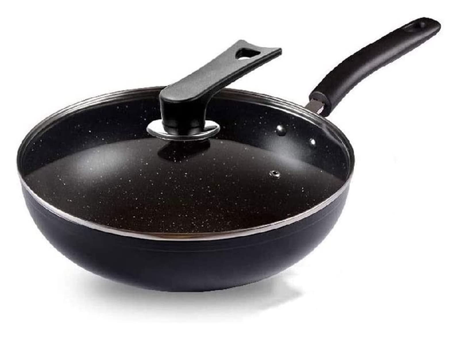 QJYNS Maifan Stone Non-Stick Wok Pan - 12 Inch Frying Pan for Gas Stove, Healthy Cookware with Easy Clean Surface - Perfect for Stir Fry, Sauteing & Asian Cooking