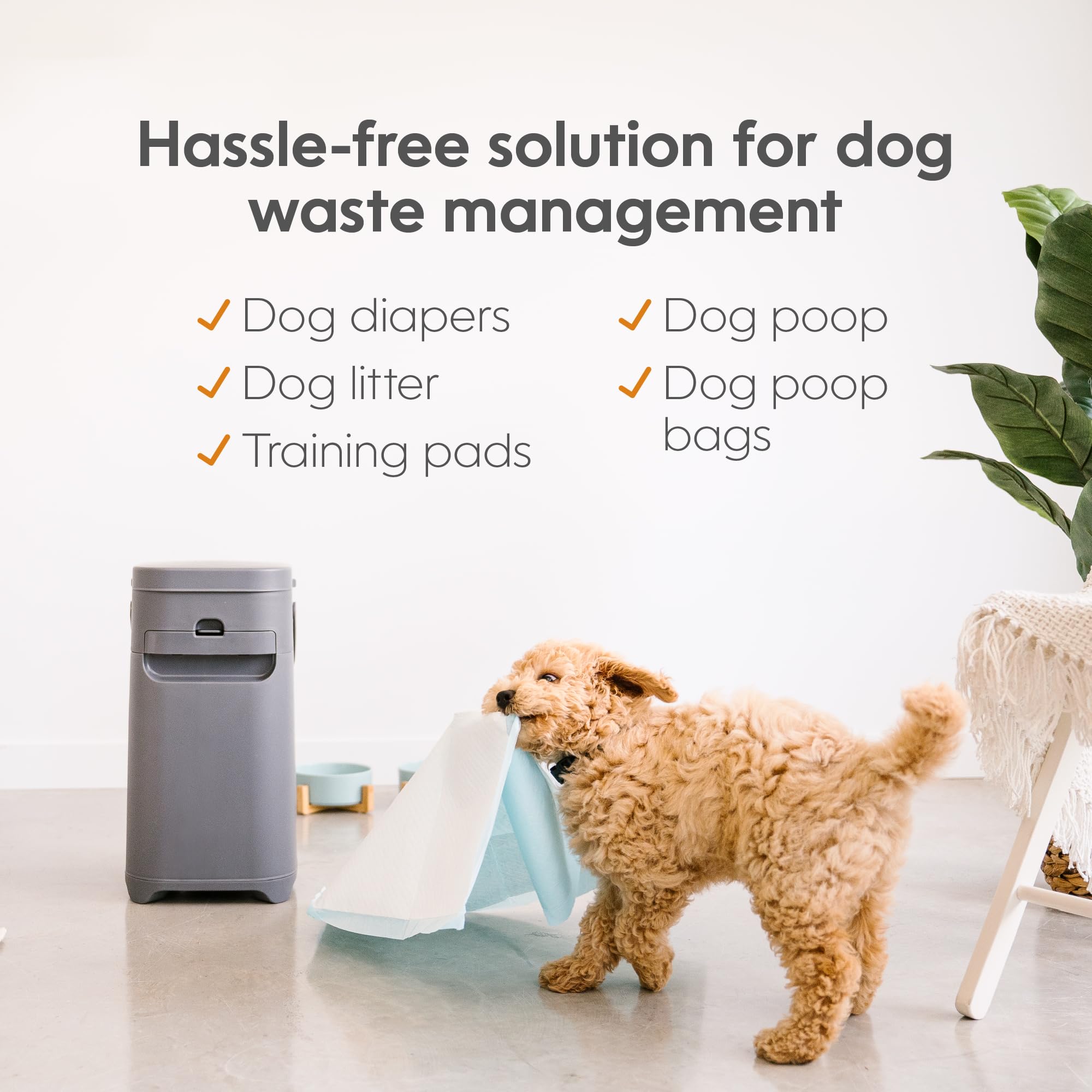 Pet Genie Pail - Odor-Controlling Dog Waste Disposal System for Indoor & Outdoor Use | Includes 1 Square Refill Bag (Lasts 2 Months) | Perfect for Backyards, Patios & Pet Stations
