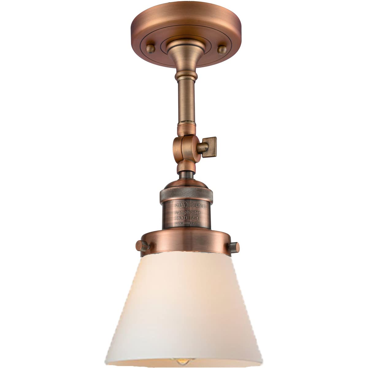 Innovations 201F-AC-G61-LED Semi-Flush Mount Ceiling Light Fixture - Antique Copper Finish, Energy Efficient LED Lighting for Bedroom, Hallway & Kitchen