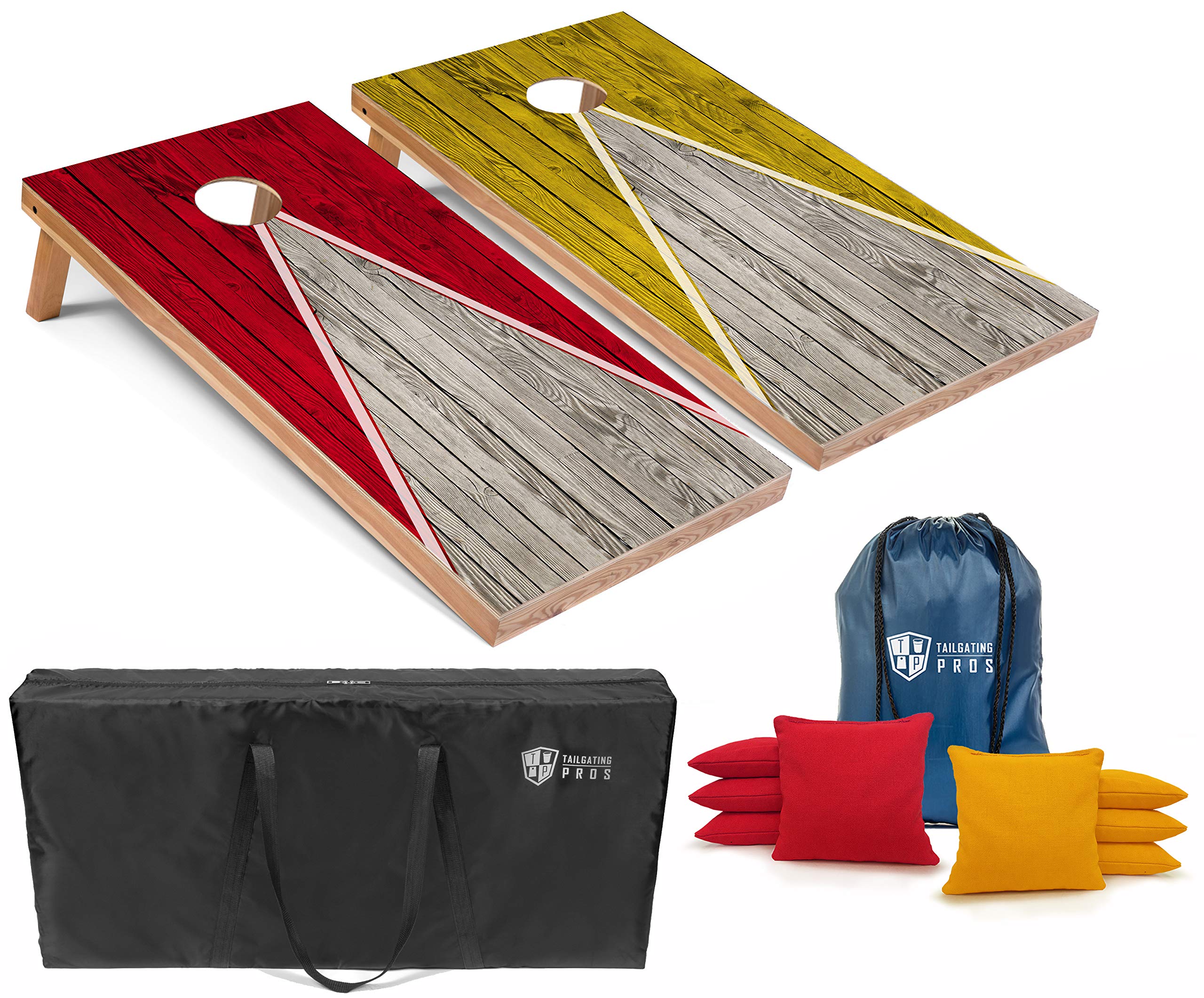 Premium Lightweight Pyramid Design Cornhole Board Set with LED Ring Lights - 4'x2' Regulation Size for Outdoor Games, Tailgating, Backyard Parties & BBQ Events