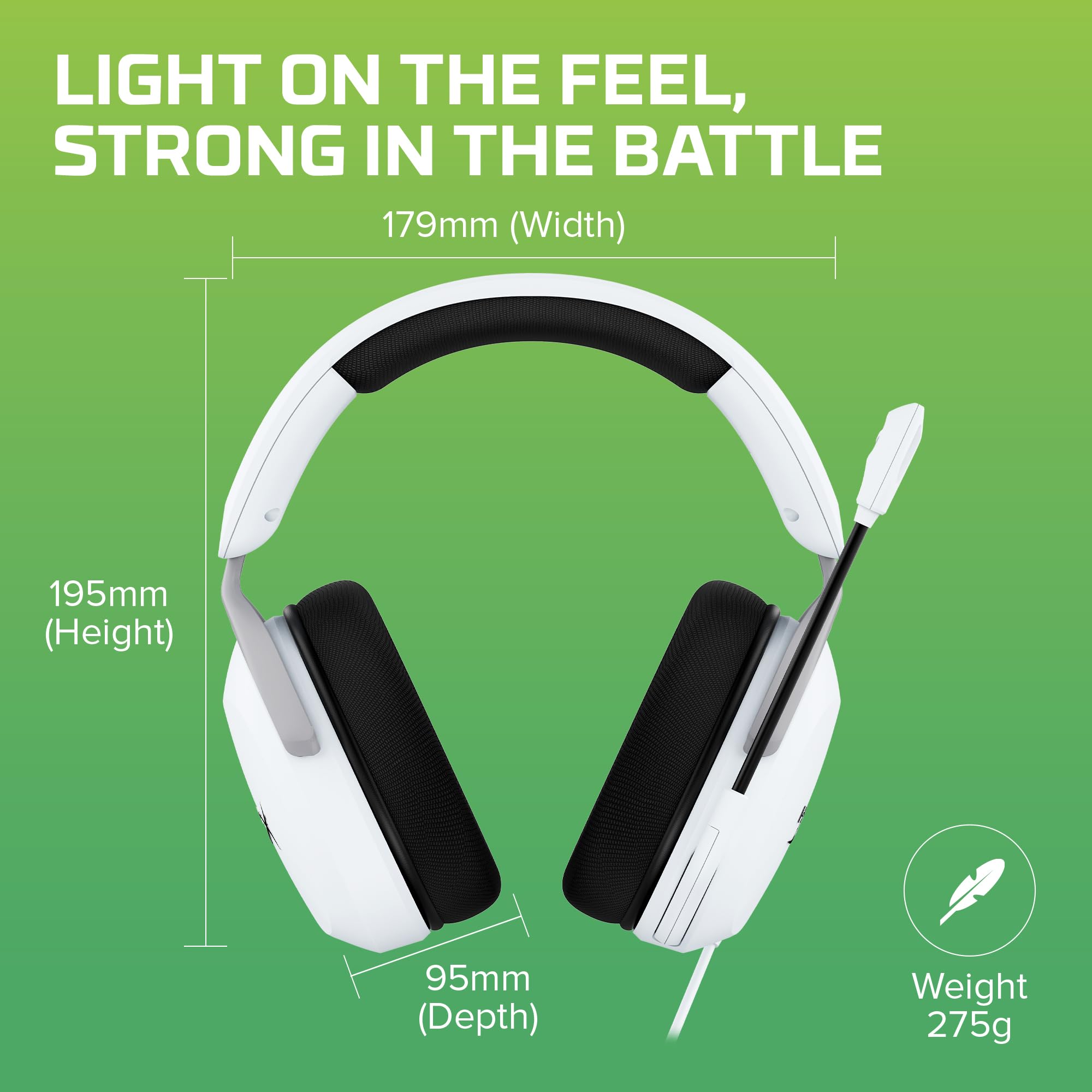 HyperX CloudX Stinger 2 Core - Wireless Gaming Headset for Xbox Series X|S & PC, Lightweight Over-Ear Headphones with Noise-Canceling Mic, Swivel-to-Mute, 40mm Drivers - White - Perfect for Competitive Gaming & Online Chat