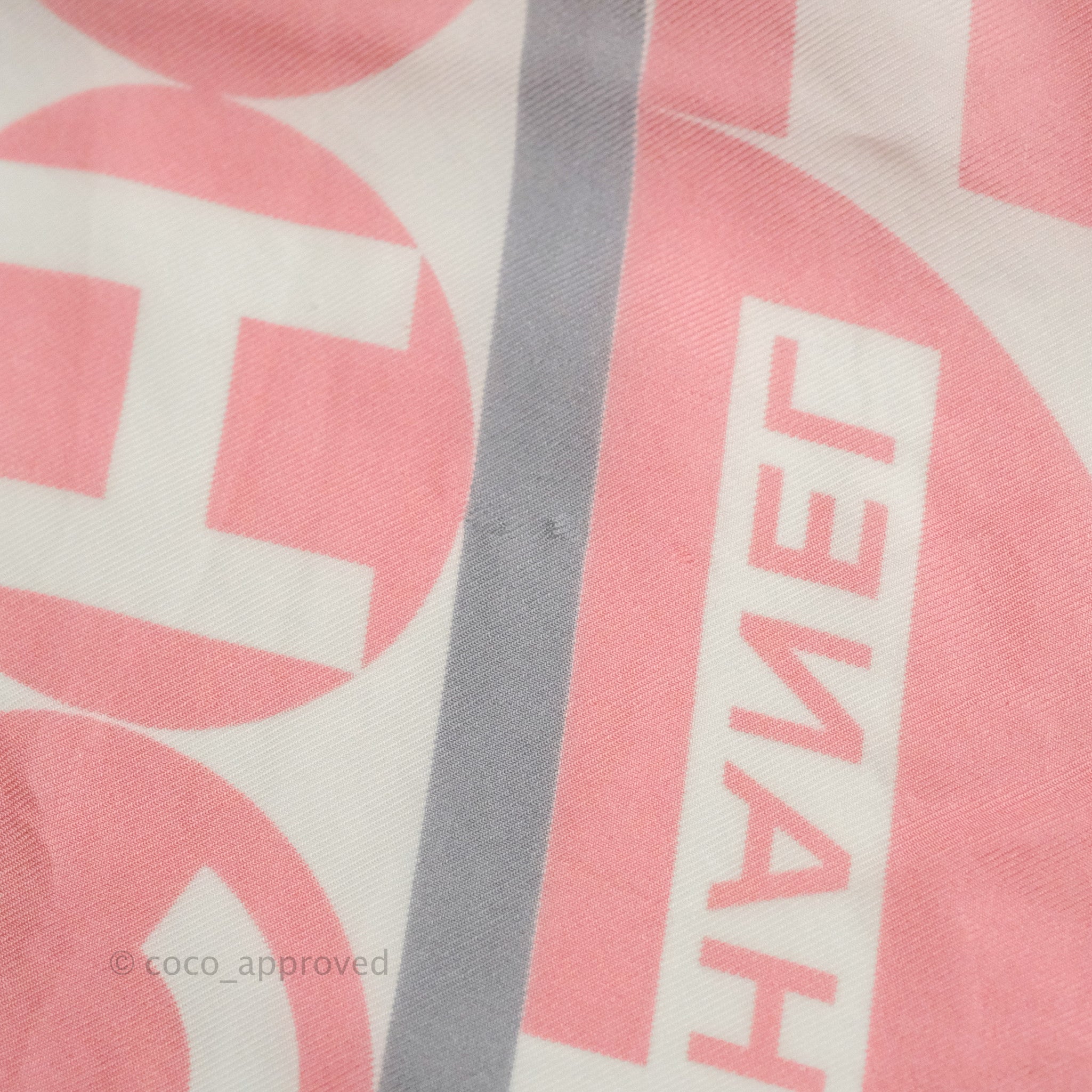 Chanel CC Silk Square Scarf 90 - Luxury Grey Pink White Fashion Scarf for Women | Perfect for Office, Party & Gift Giving