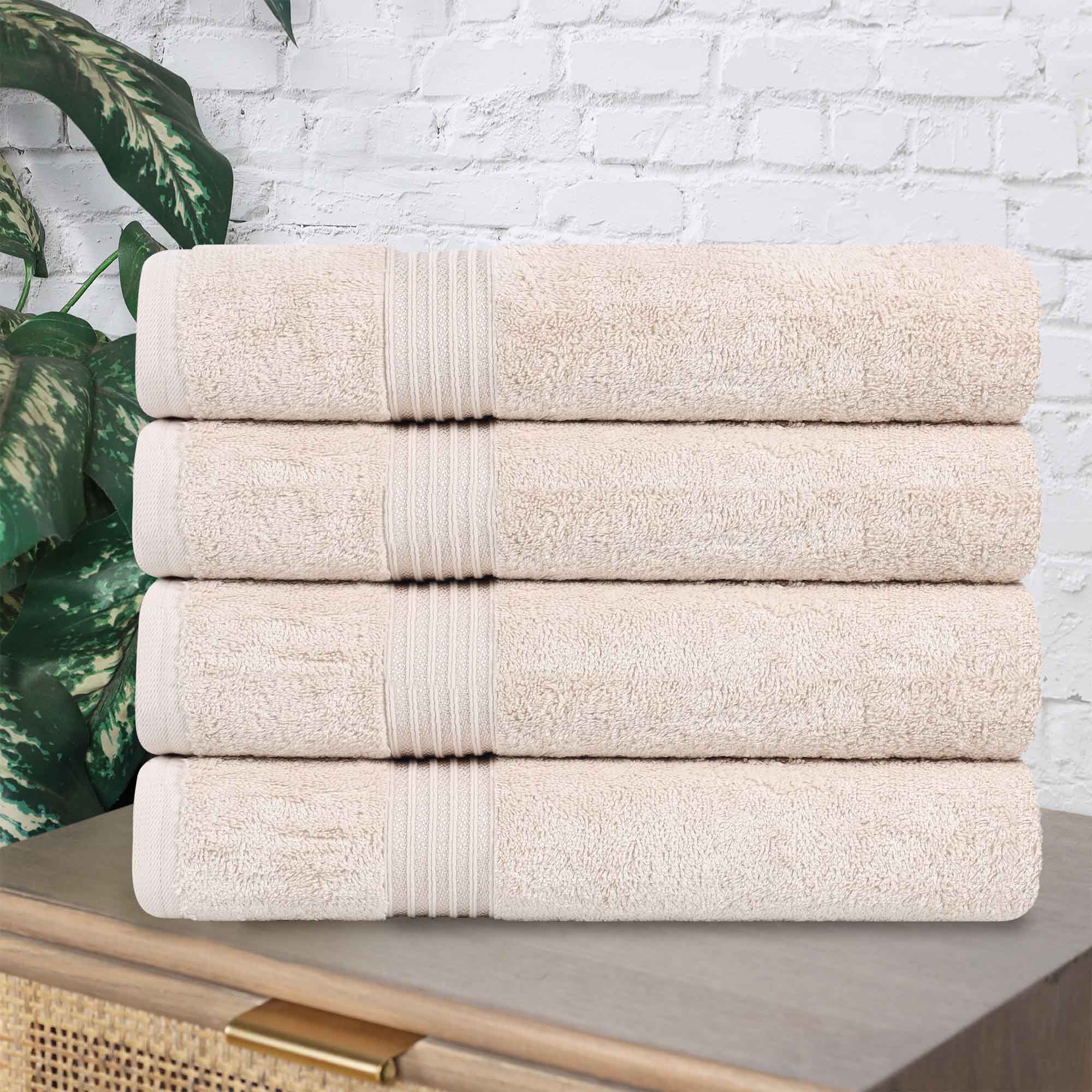 Premium Egyptian Cotton Bath Towel Set of 4 - Ultra Soft & Highly Absorbent Luxury Towels for Spa, Bathroom & Beach Use