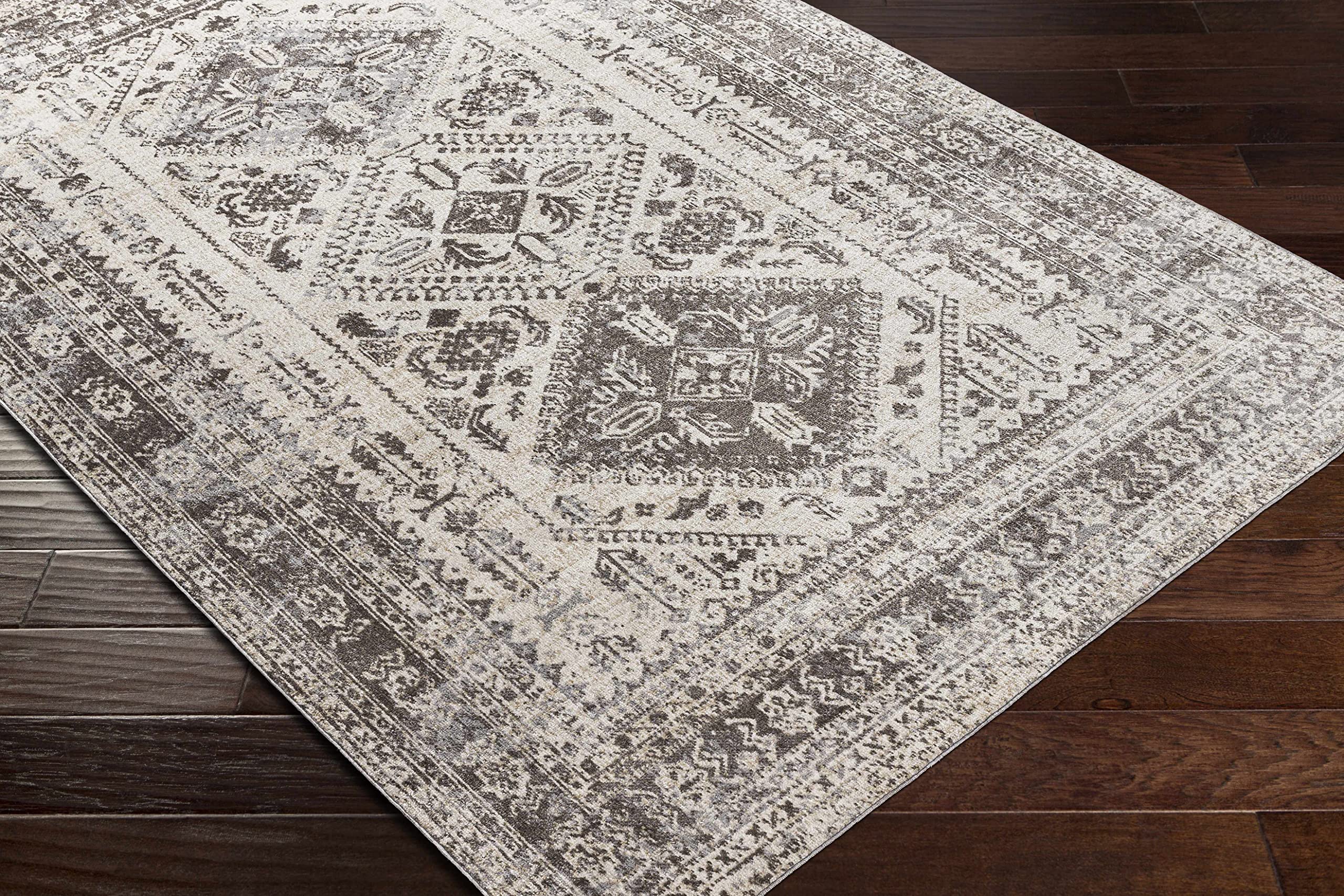 Hauteloom Ladybrand Washable Area Rug for Living Room & Bedroom - Soft Brown & Gray Modern Rug - 7'10