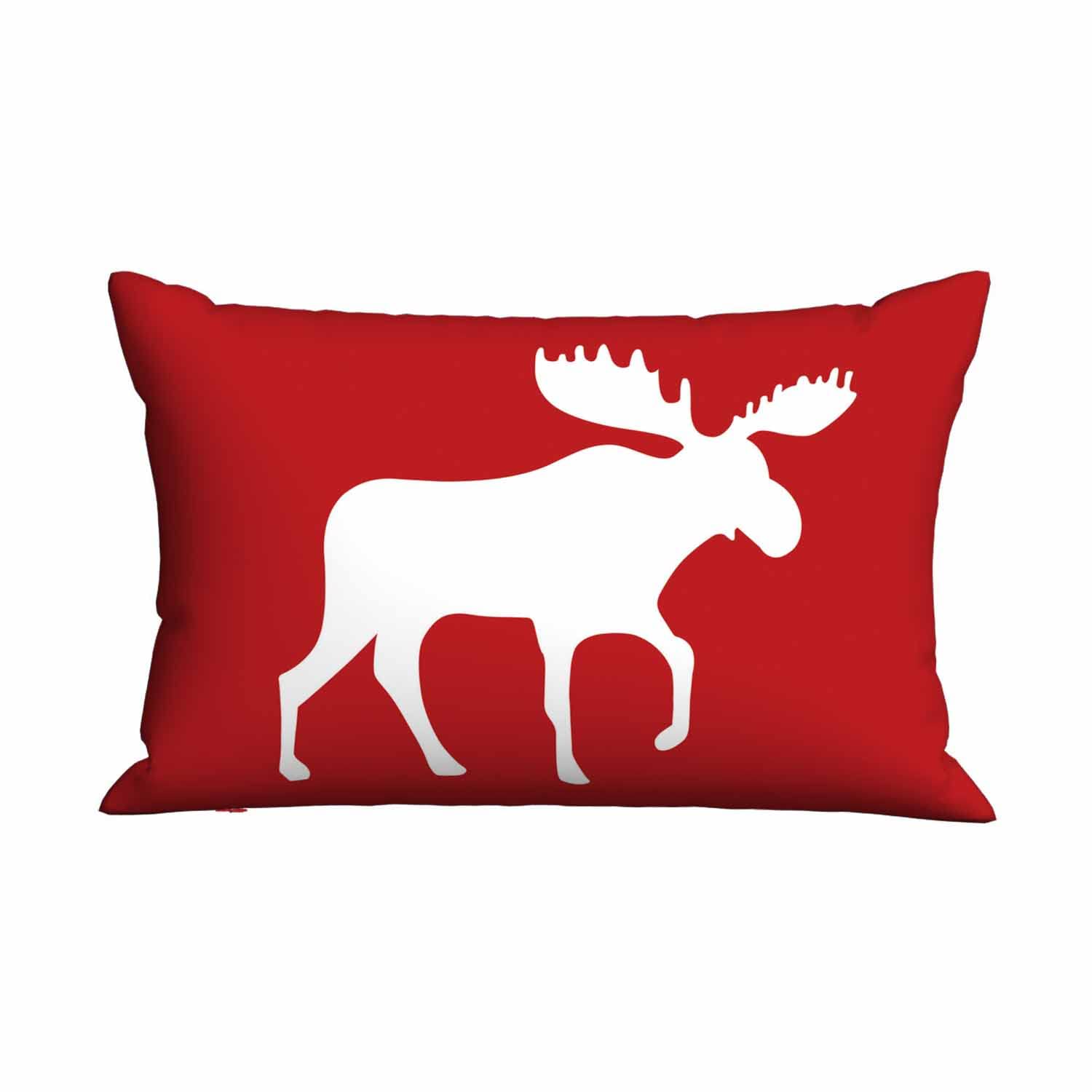Premium Moose Print Rectangle Pillow Cover - Red Background Decorative Cushion Case 20x30 Inches for Sofa, Couch, Bedroom & Living Room - Perfect for Cozy Home Decor and Seasonal Accents