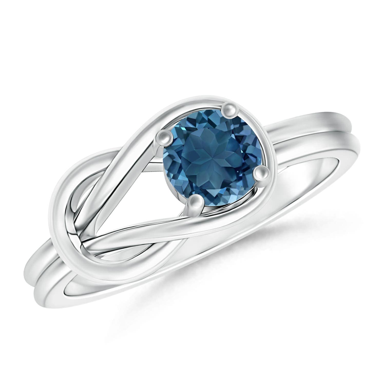 Angara Natural London Blue Topaz Solitaire Ring for Women - Sterling Silver Size 8 (Grade AA, 5mm) | December Birthstone Jewelry Gift for Her | Perfect for Birthday, Wedding, Anniversary & Engagement | Elegant Everyday Wear & Special Occasions