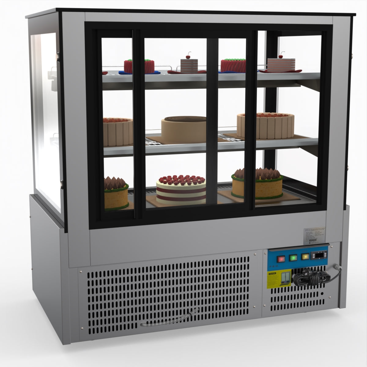 Bonvue SG120FA Commercial Refrigerated Display Case - Dual Glass Door Merchandiser for Deli, Bakery & Grocery - Perfect for Supermarkets, Convenience Stores & Cafes